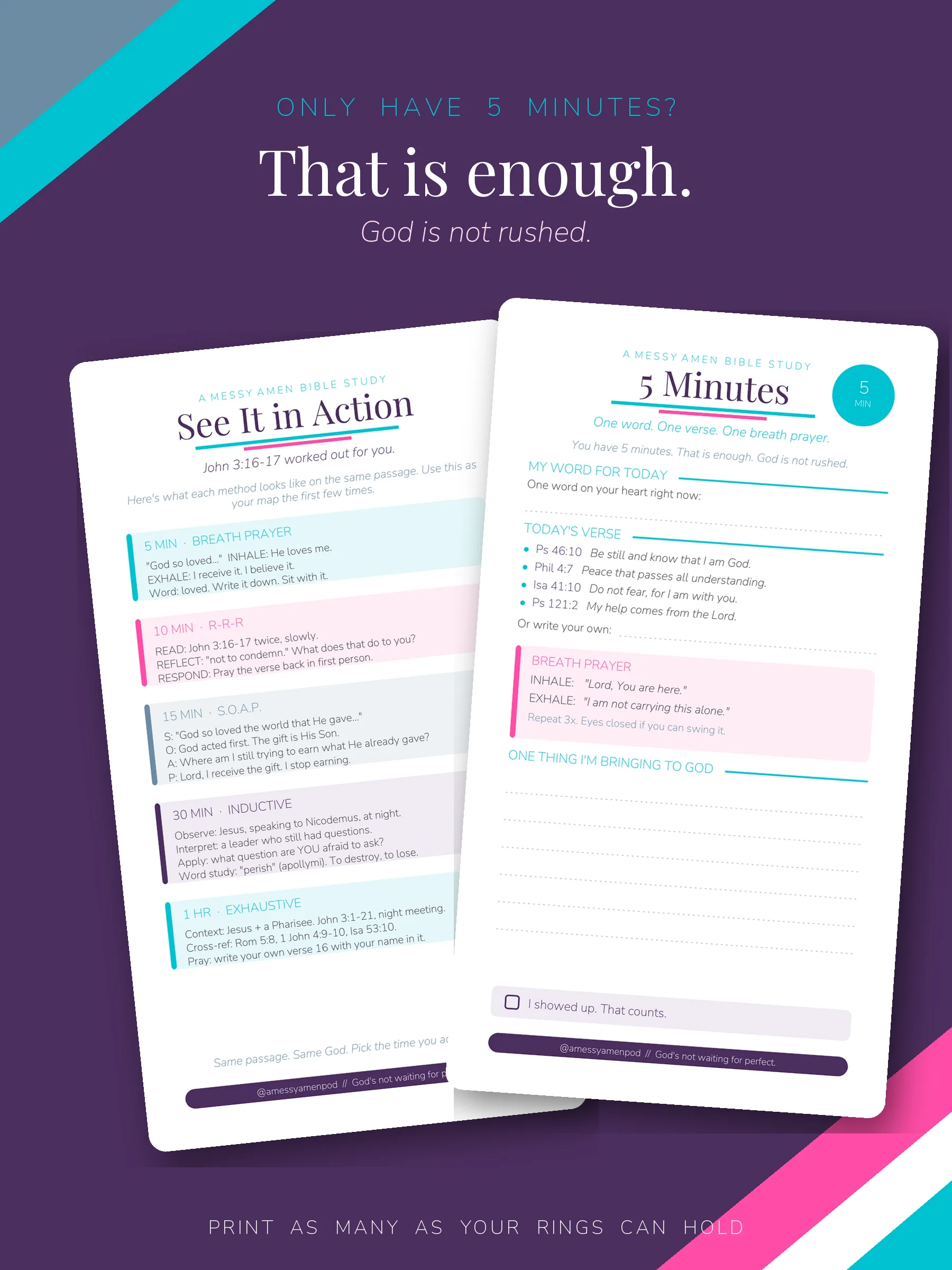 A Messy Amen Bible Study Inserts | Printable PDF | Personal Rings (3.75 x 6.75) product image (3)