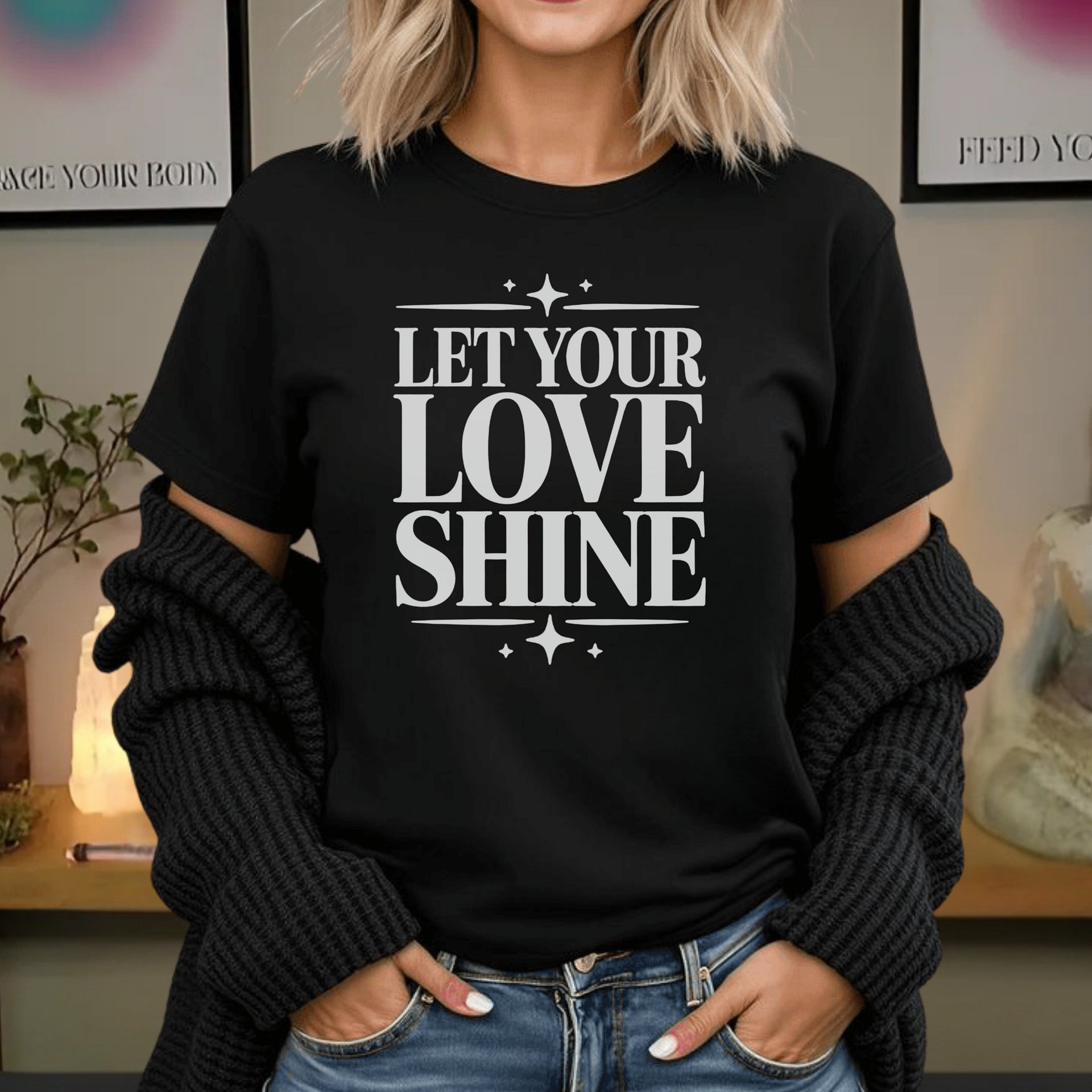 The Returned "Let Your Love Shine" T-Shirt | Spiritual Graphic Tee | Inspirational Quote Shirt | Unisex Relaxed Fit Tee | The Returned Merch product image (1)