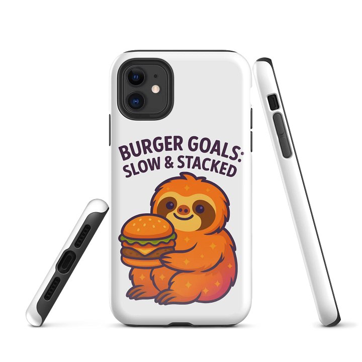 Burger Goals – Funny Sloth iPhone Case | Slow & Stacked Tough Phone Case – Sloths Having Snacks Collection product image (1)