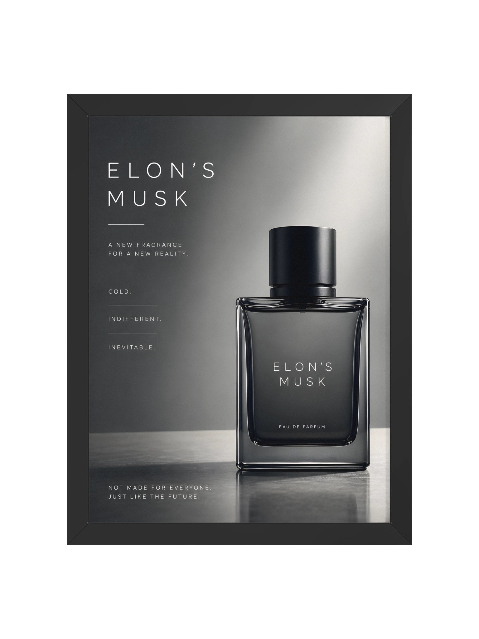 Elon's Musk – Dystopian Men's Fragrance Advertisement (Framed) product image (1)