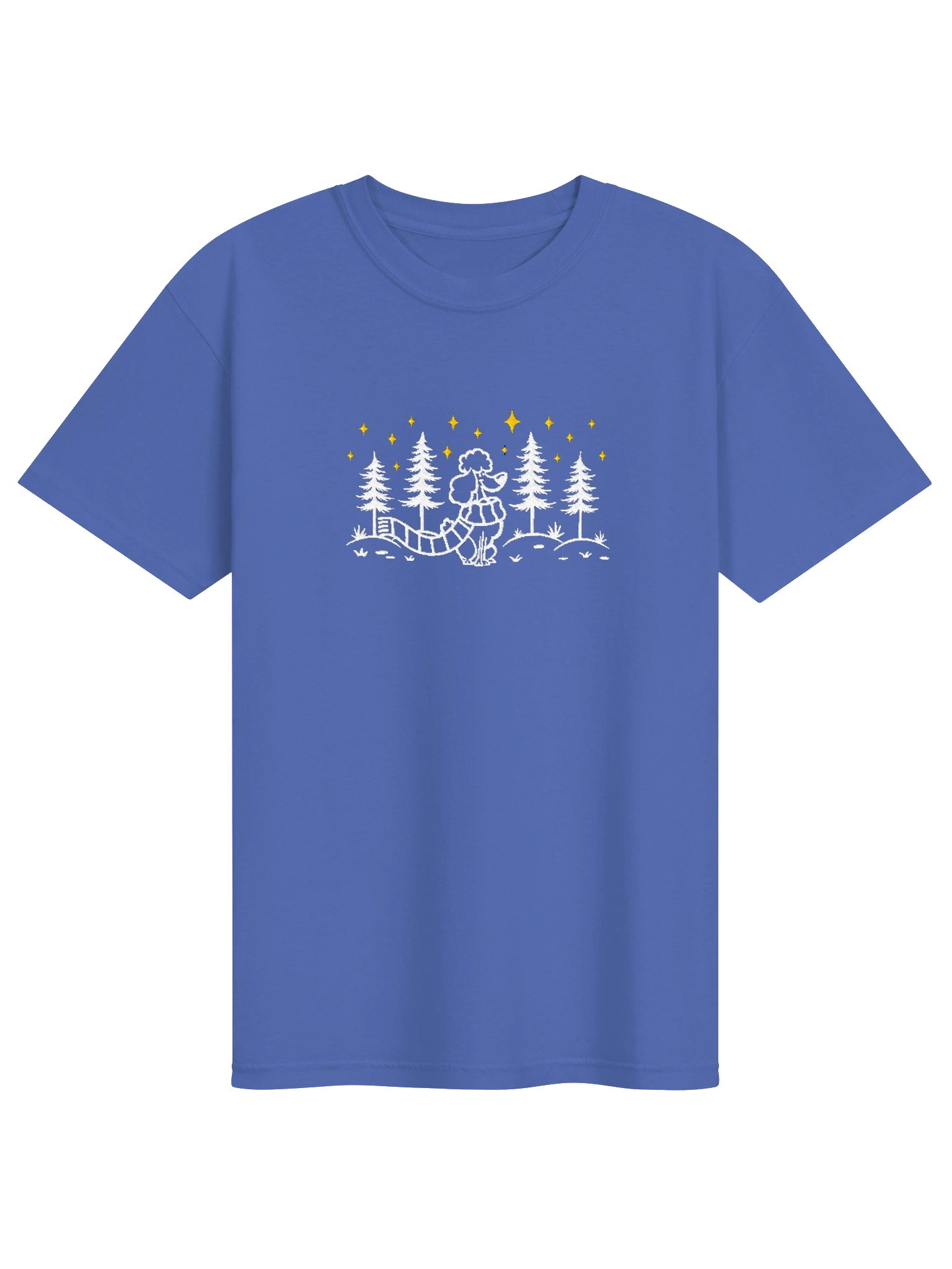 Miniature Poodle Winter/Christmas Line Art Design Embroidered T-Shirt product image (55)