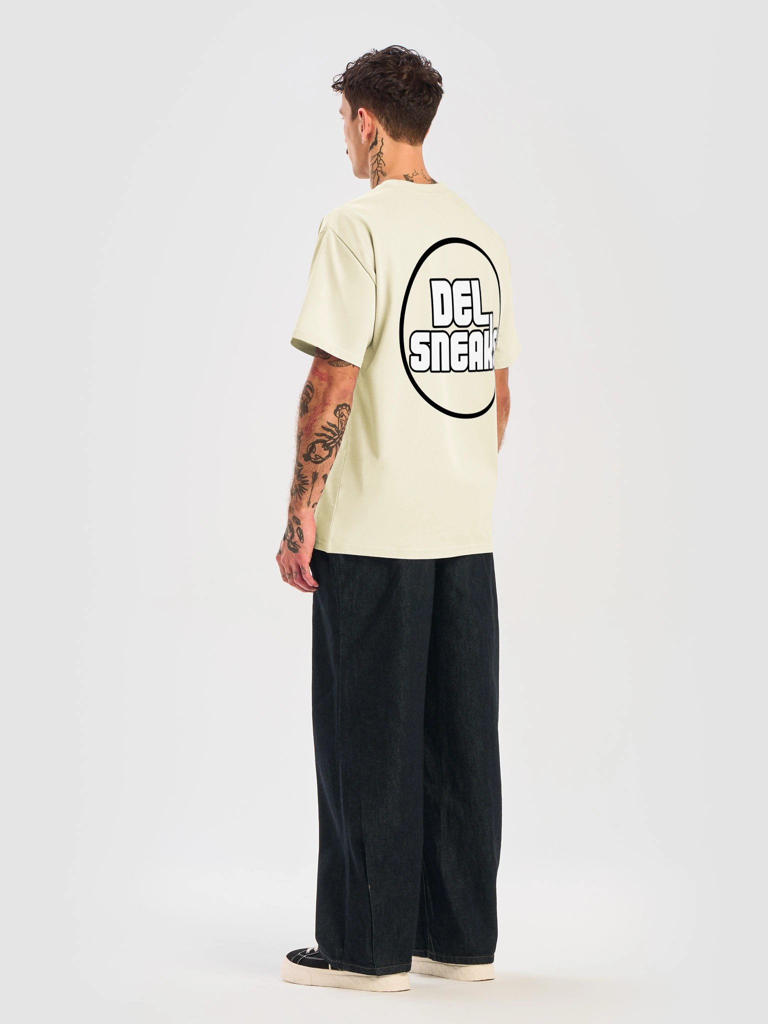 F&B Circular Logo Oversized T Shirt Cream product image (8)