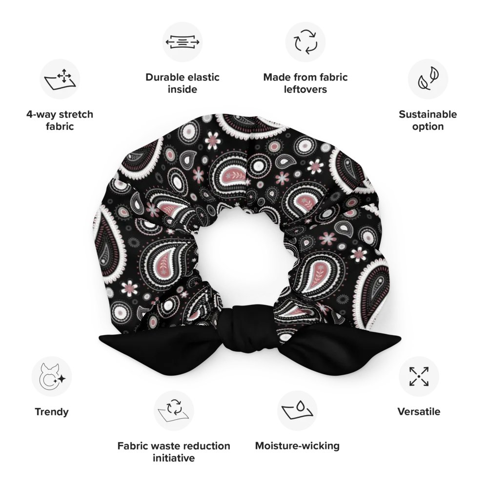 Black Paisley Dreams All-Over Print Scrunchie product image (5)