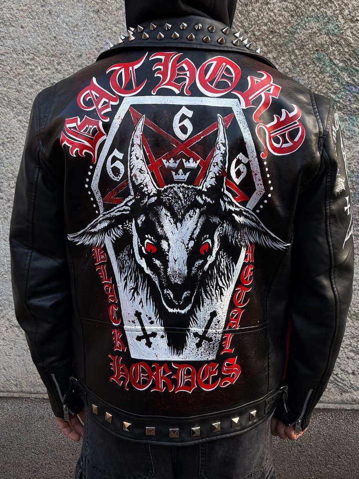 Custom Hand-Painted Leather/Faux Leather Jacket — Bathory "Black Metal Hordes" Edition product image (1)