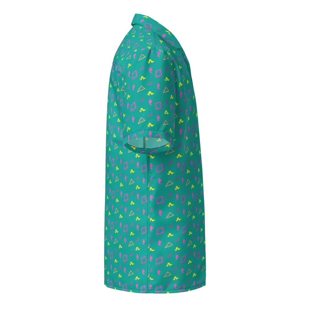 Oh Worm teal pattern button down shirt product image (5)