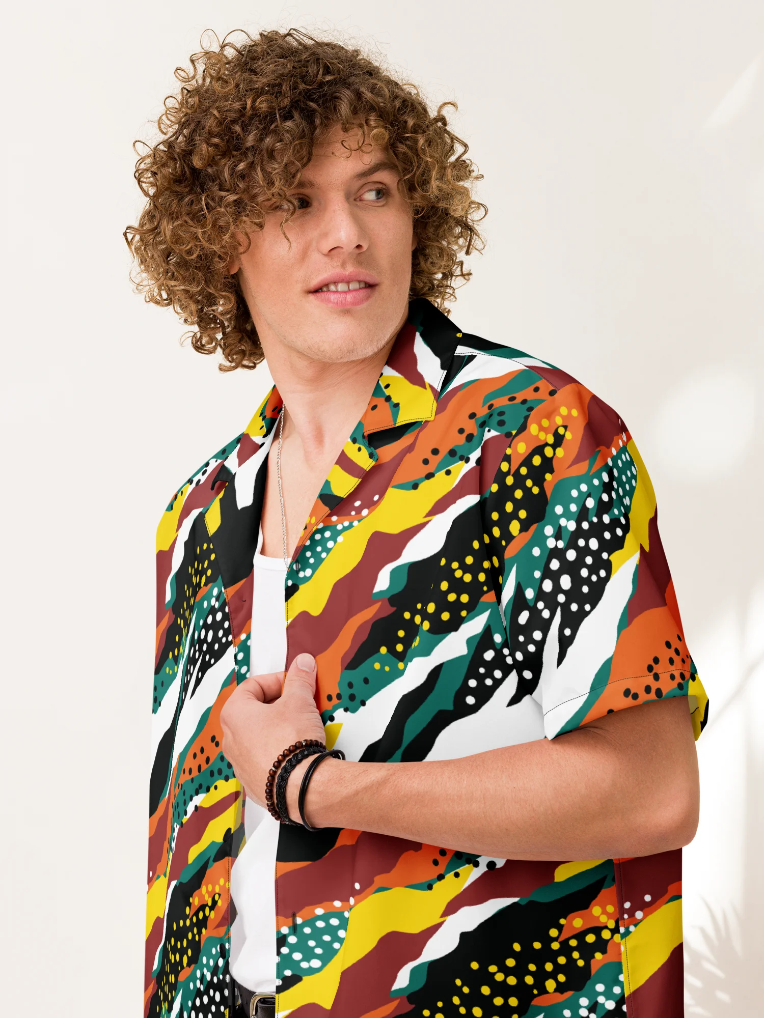 Terracotta & Teal Abstract Safari Pattern | Vibrant All-Over Print Unisex Button Shirt product image (11)