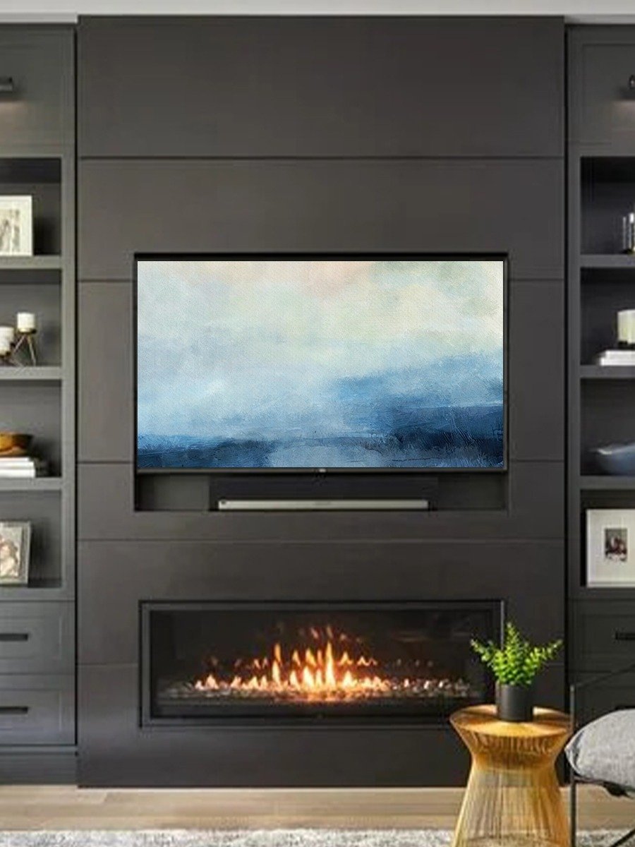 Samsung Frame TV Art Blue Coastal Abstract Landscape Oil Painting Screensaver Digital TV Background product image (6)