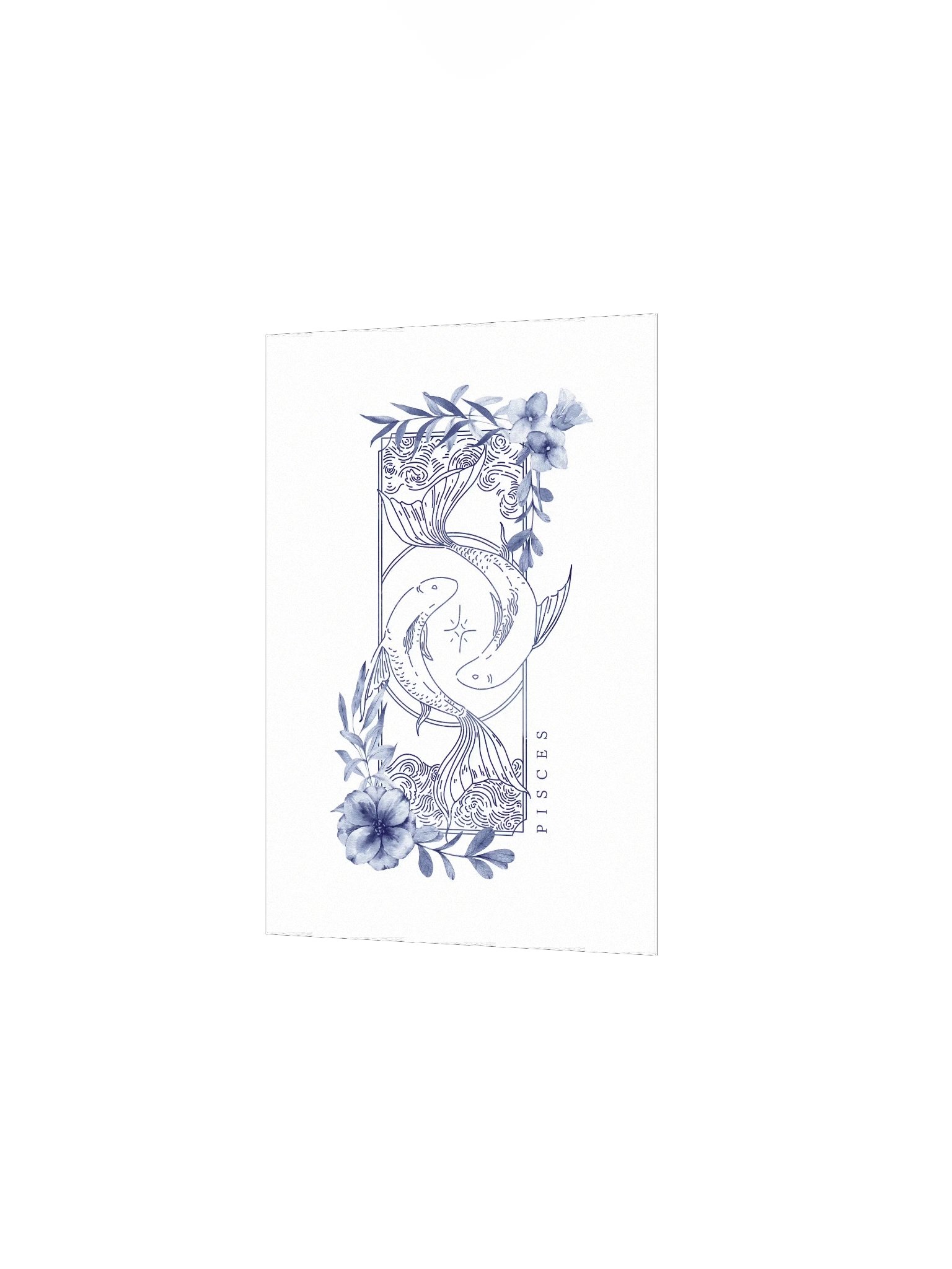 Pisces Blue Line Art Zodiac Print product image (4)