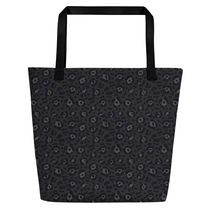 Black Leopard Print Large Tote Bag with Pocket product image (1)