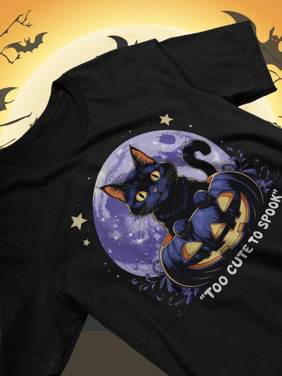 Whimsical Cat in Pumpkin Moonlight T-Shirt product image (3)