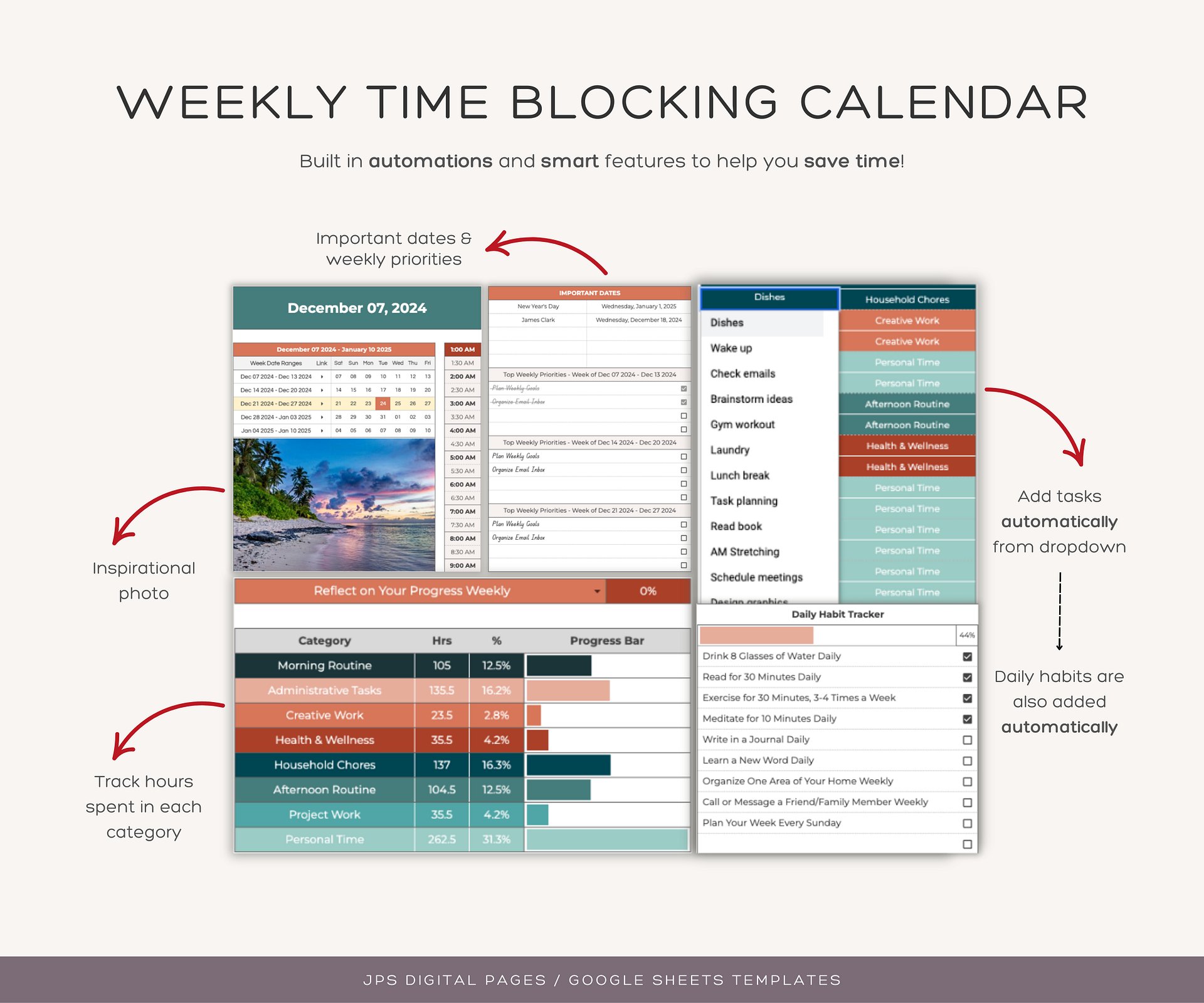 Time Blocking Planner, Google Sheets Template product image (5)