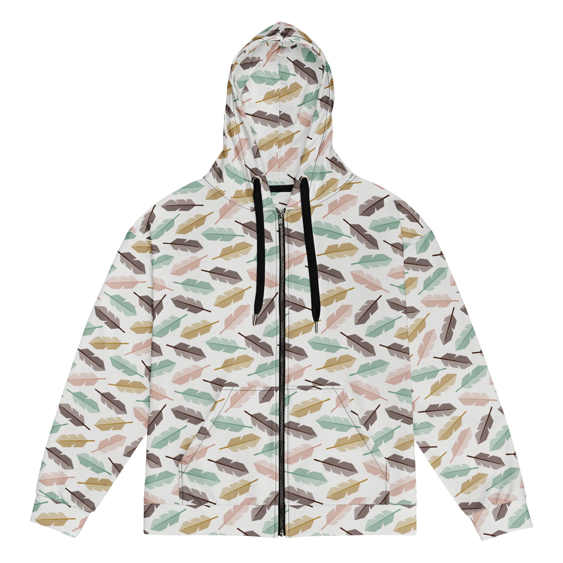 Mid-Century Modern Feathers Recycled Unisex Zip Hoodie product image (1)