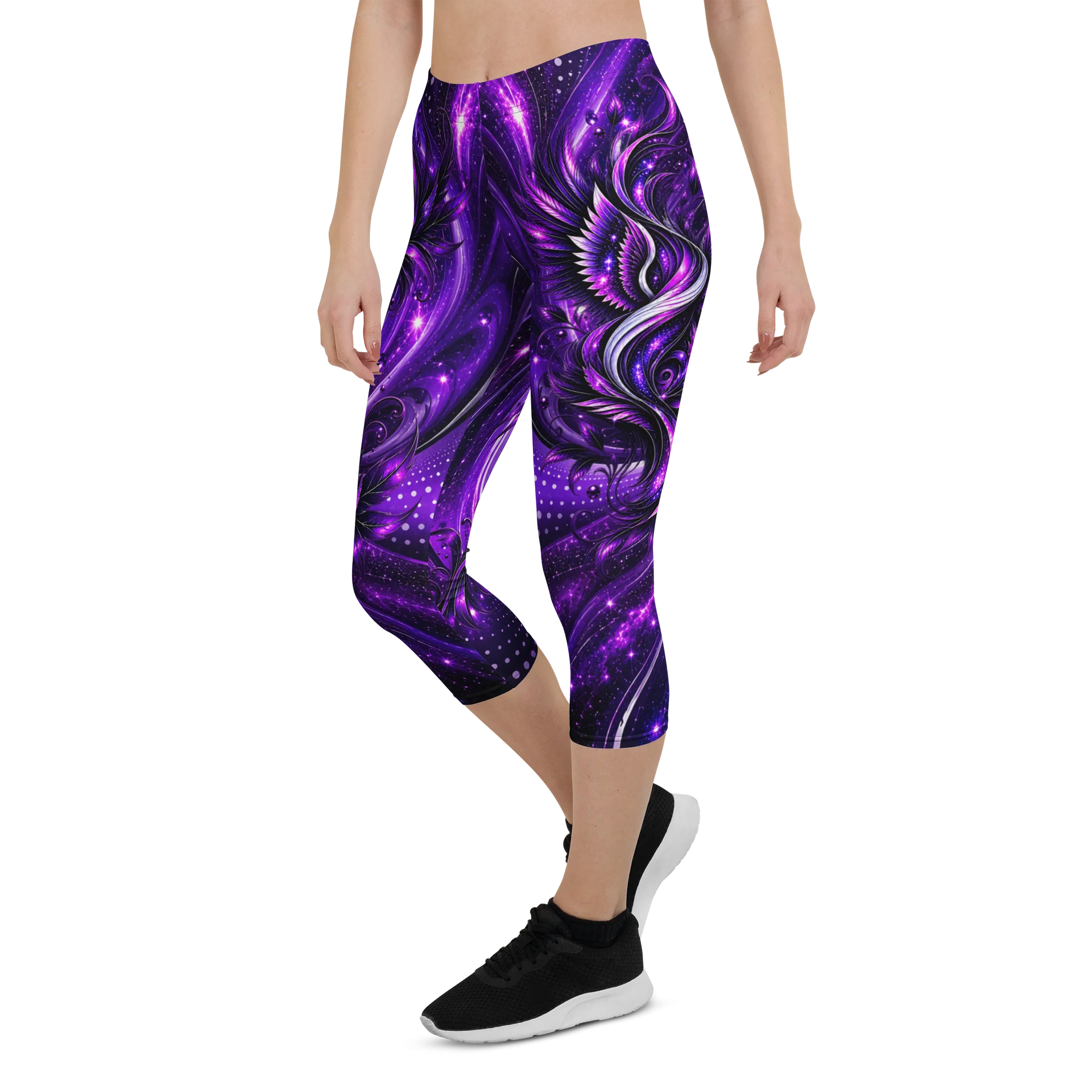 Cosmic Purple Abstract Capri Leggings product image (6)