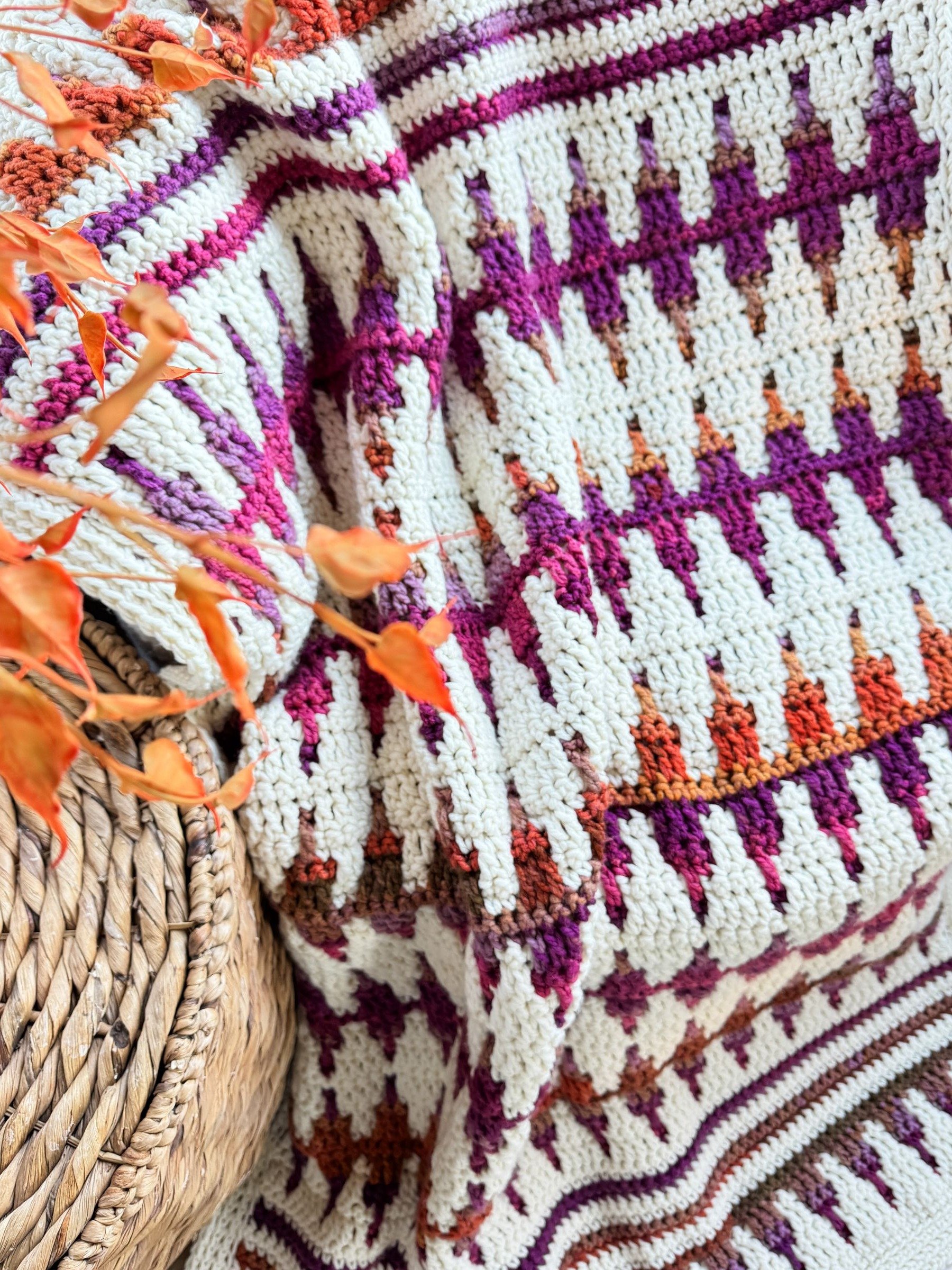 Autumn's Charm Mosaic Blanket Crochet Pattern product image (7)