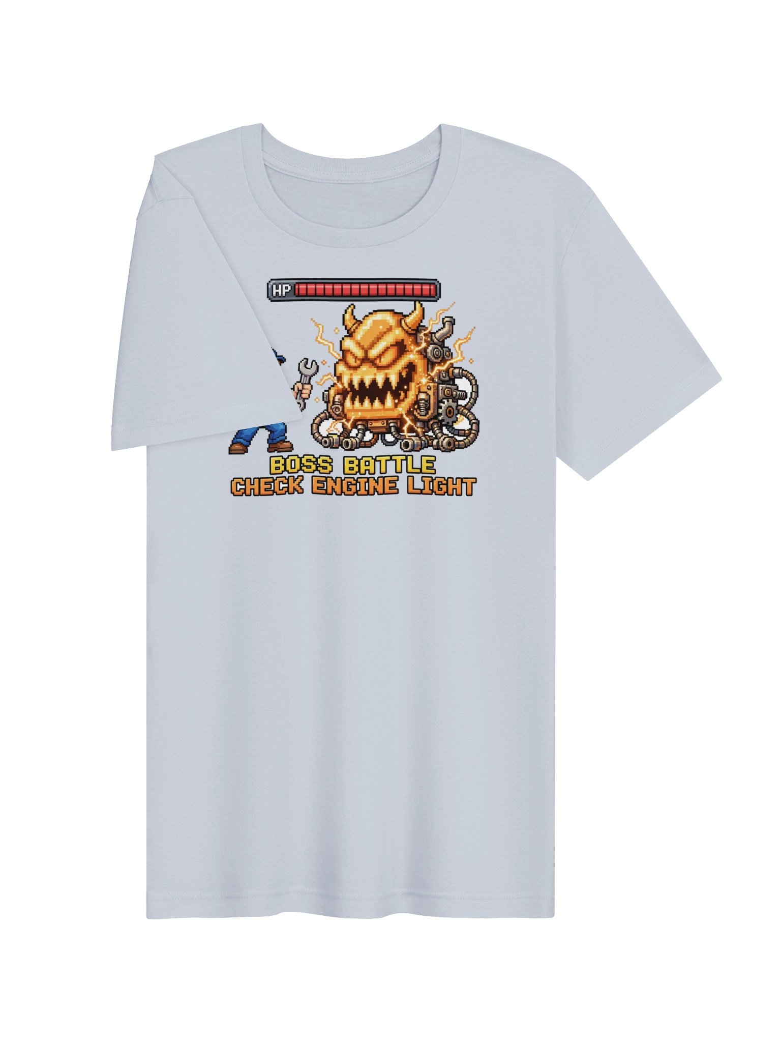 Boss Battle Check Engine Light 16-Bit Pixel Funny Mechanic T-Shirt product image (3)