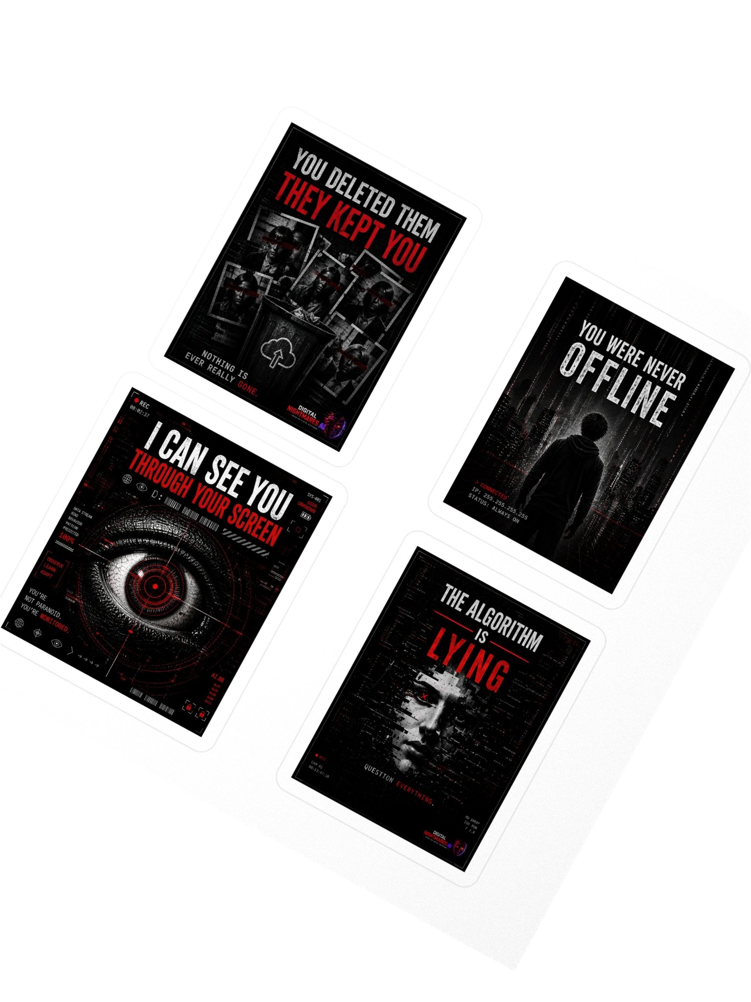 Digital Nightmares AI Sticker Pack – Cyberpunk Horror Glitch Stickers product image (2)