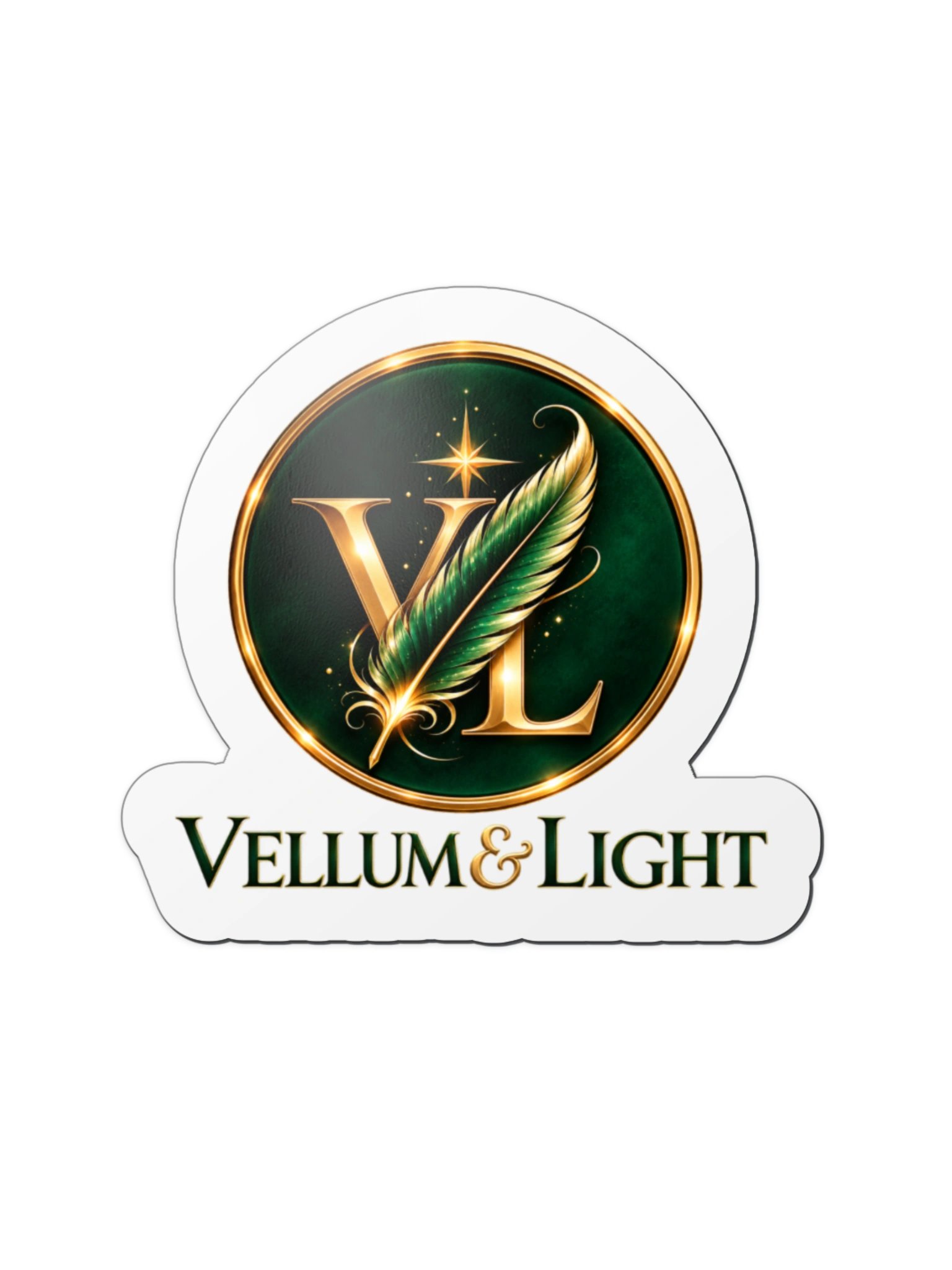 Vellum & Light Gold Emblem Die-Cut Magnet product image (1)