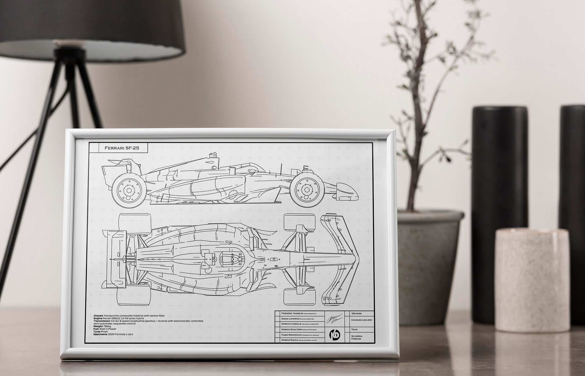DIGITAL SF-25 technical blueprint drawing Scuderia Ferrari, Leclerc and Hamilton F1, Formula-1, F1 Posters, F1 Art, Formula 1 Wall Art, Gifts for Him, Motorsport product image (3)