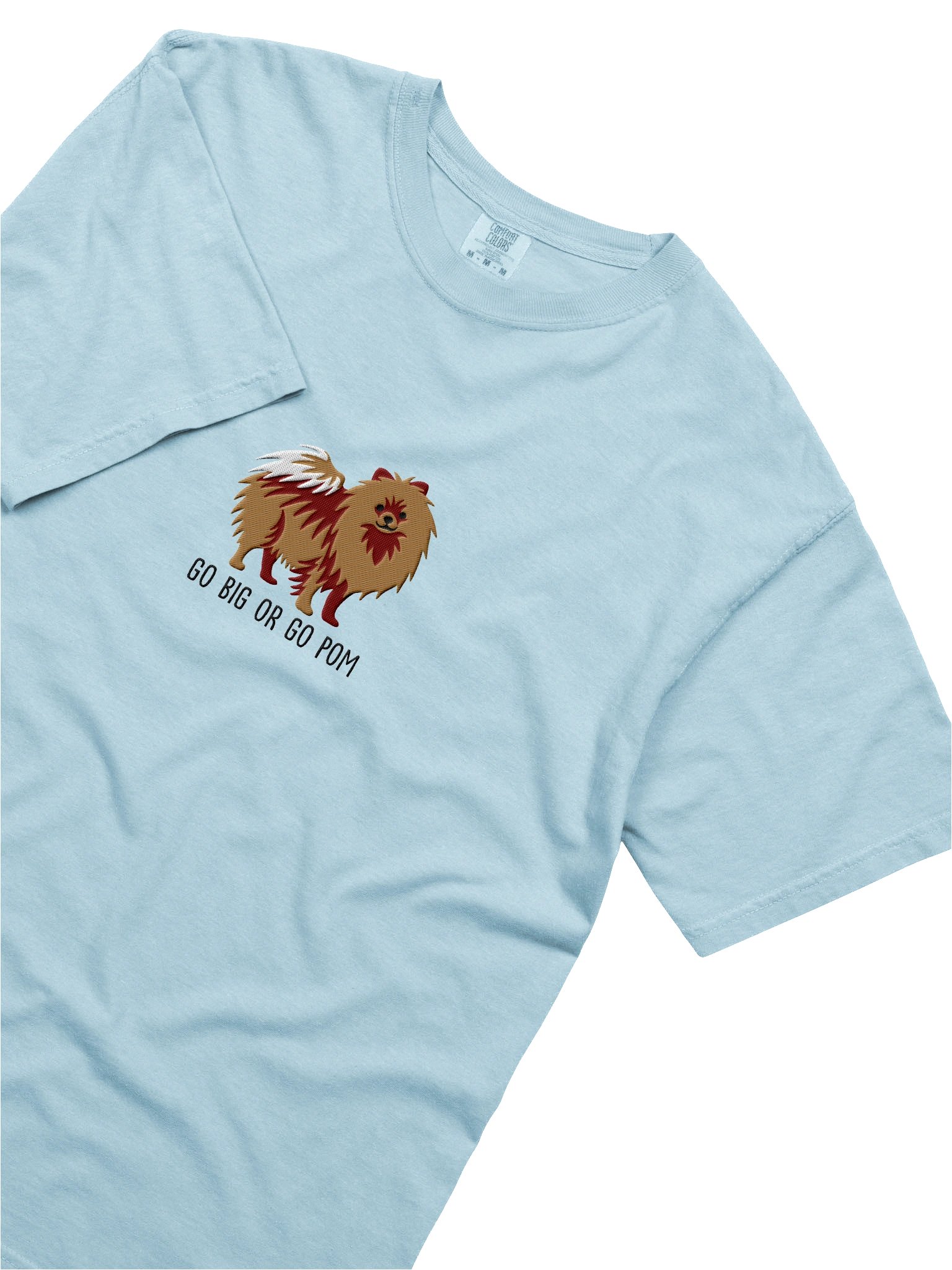 Go Big or Go Pom T-Shirt(Embroidered) of a Pomeranian(Tan) product image (8)