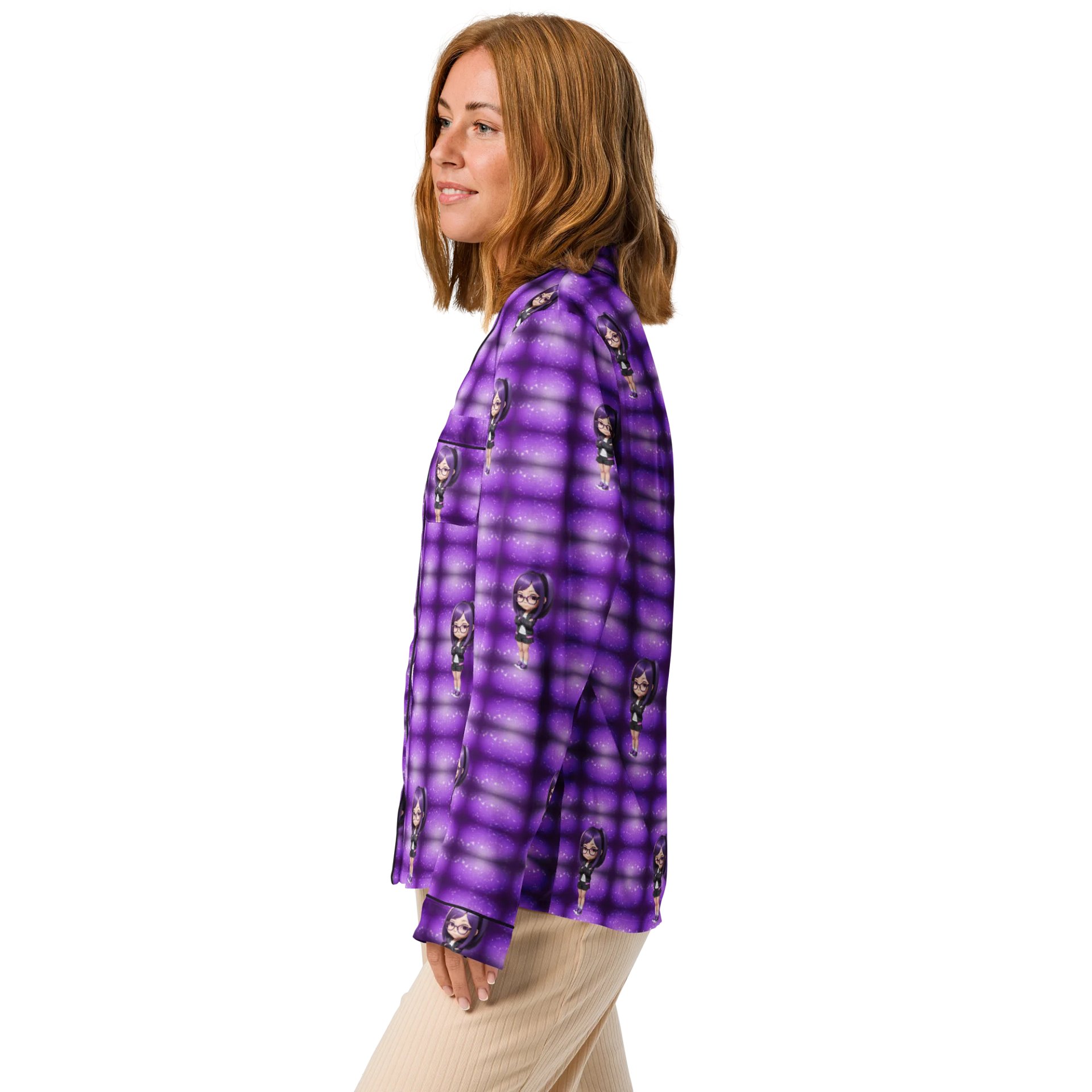 (Purple CHIBI) K Women's Long Sleeve Pajama Top product image (4)