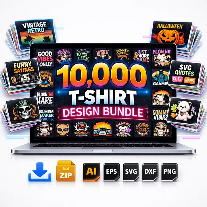 10000 Plus T-Shirt Design Bundle Instant Delivery On Mail product image (1)