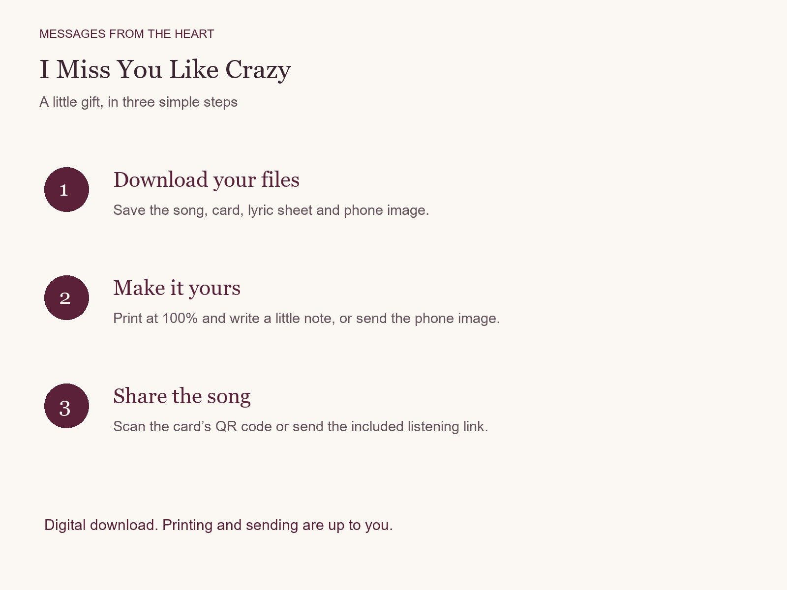 I Miss You Like Crazy — Printable Song Gift product image (3)