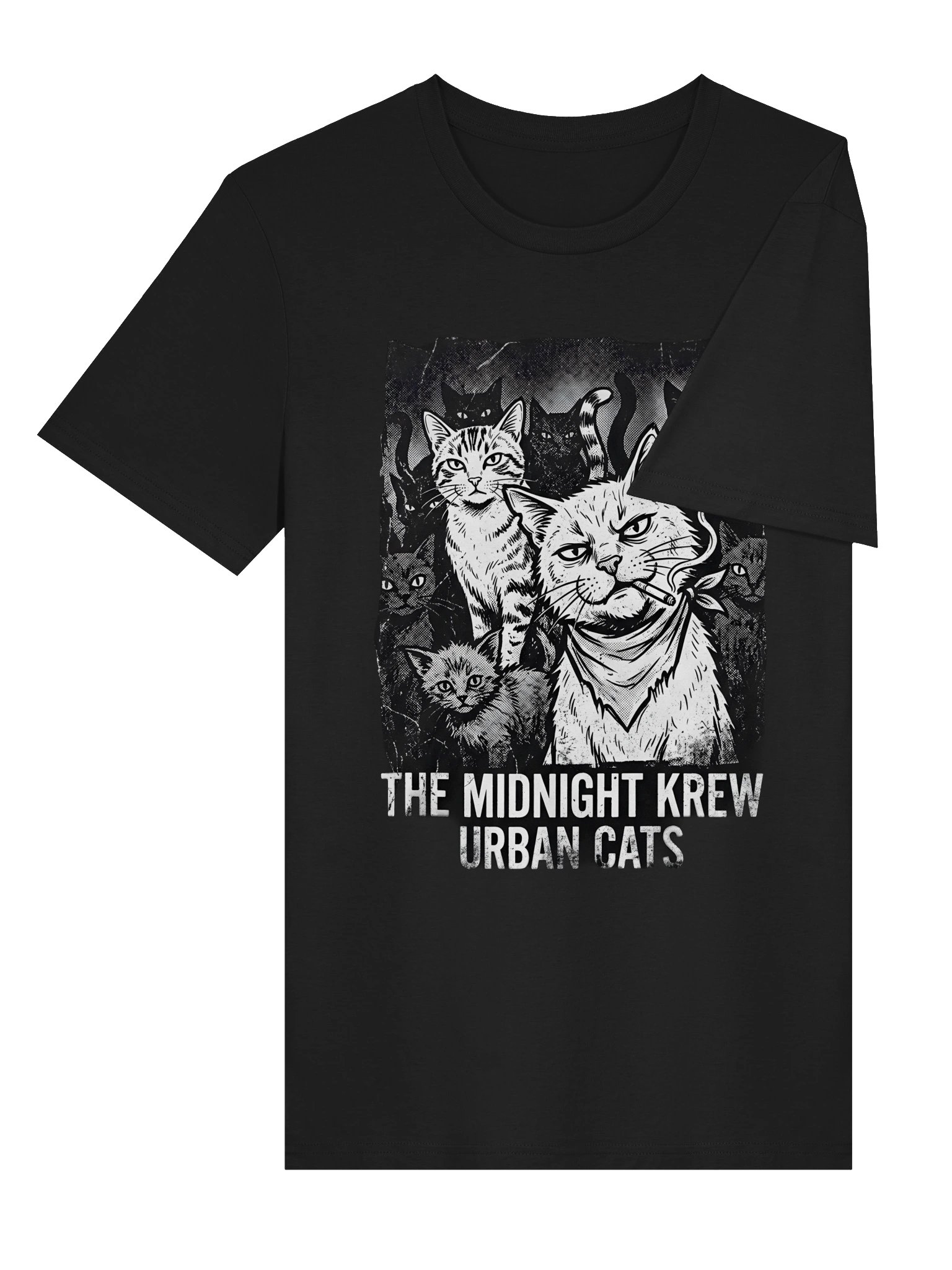 The Midnight Krew Urban Cats T-Shirt | Gritty Streetwear Cat Graphic Tee product image (38)