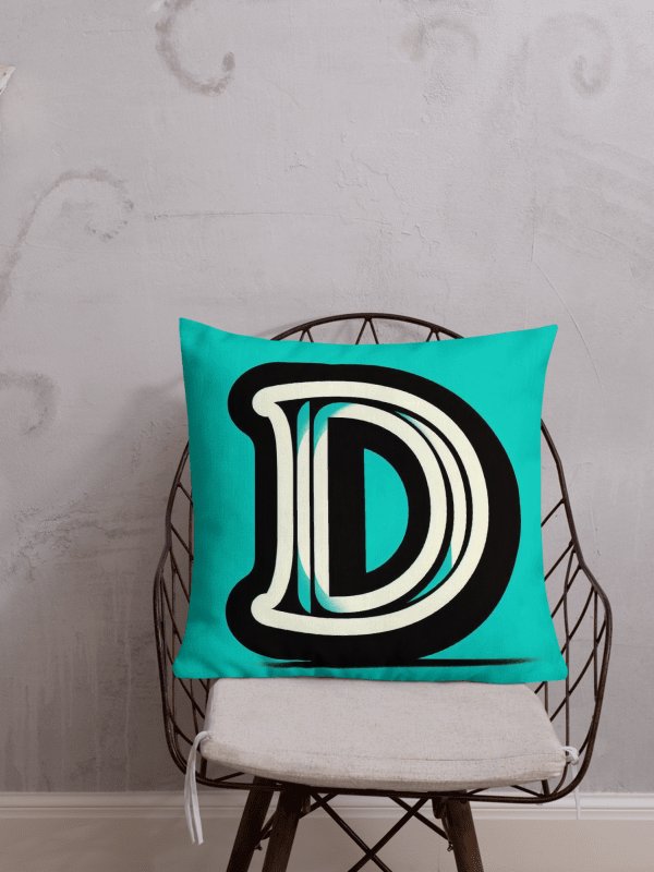 Shadowed Turquoise D Premium Pillow | AI Design initial D product image (1)