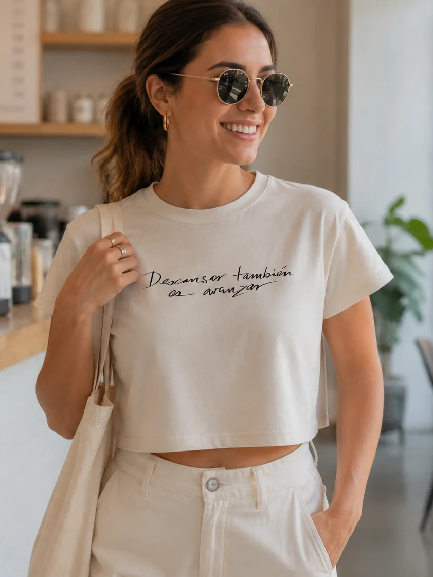 Descansar También Es Avanzar Cropped T-Shirt | Bienestar Emocional Autocuidado Crop Top product image (5)