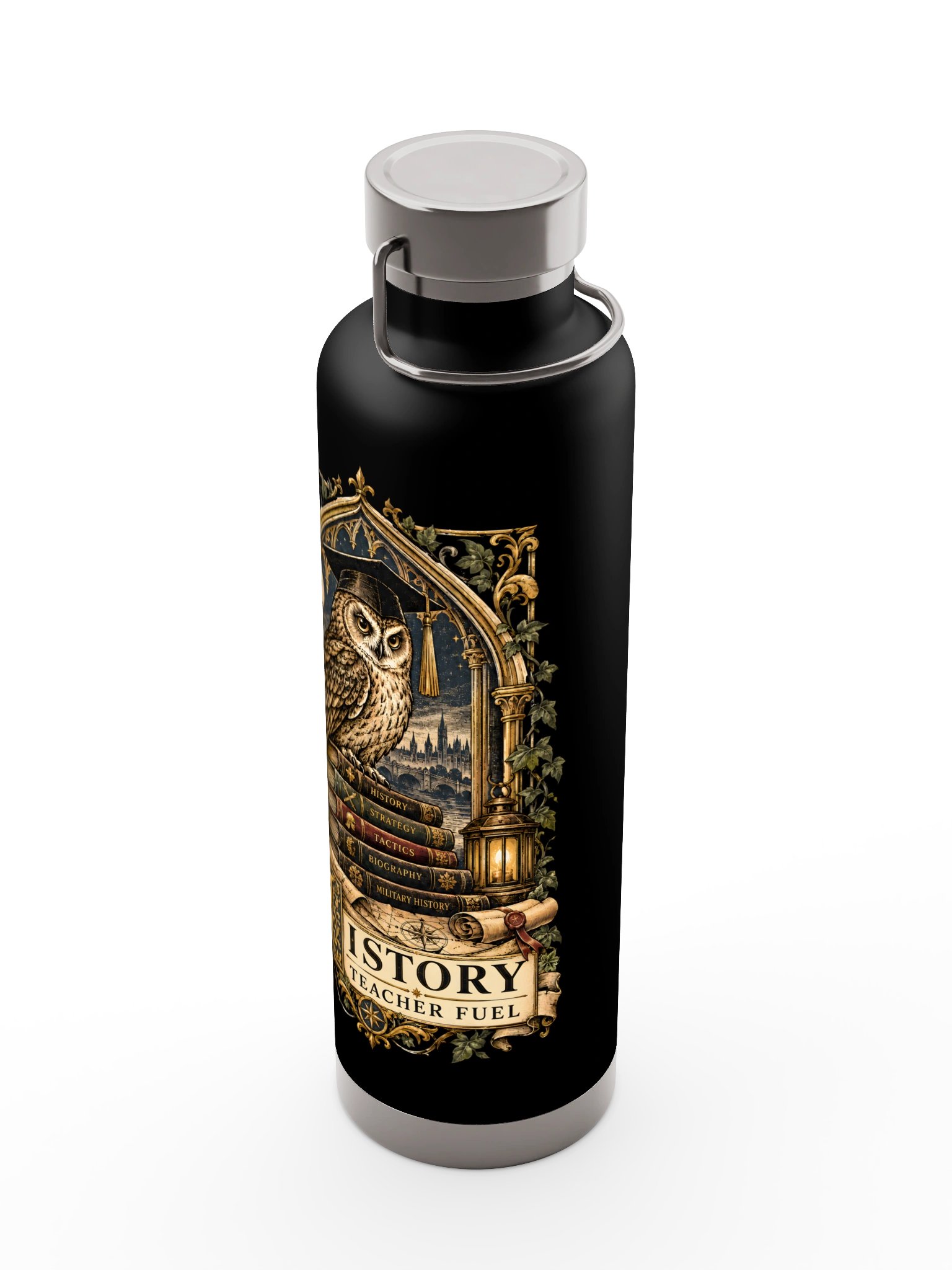History Teacher Fuel Insulated Bottle, 22 oz Stainless Steel, Black product image (8)