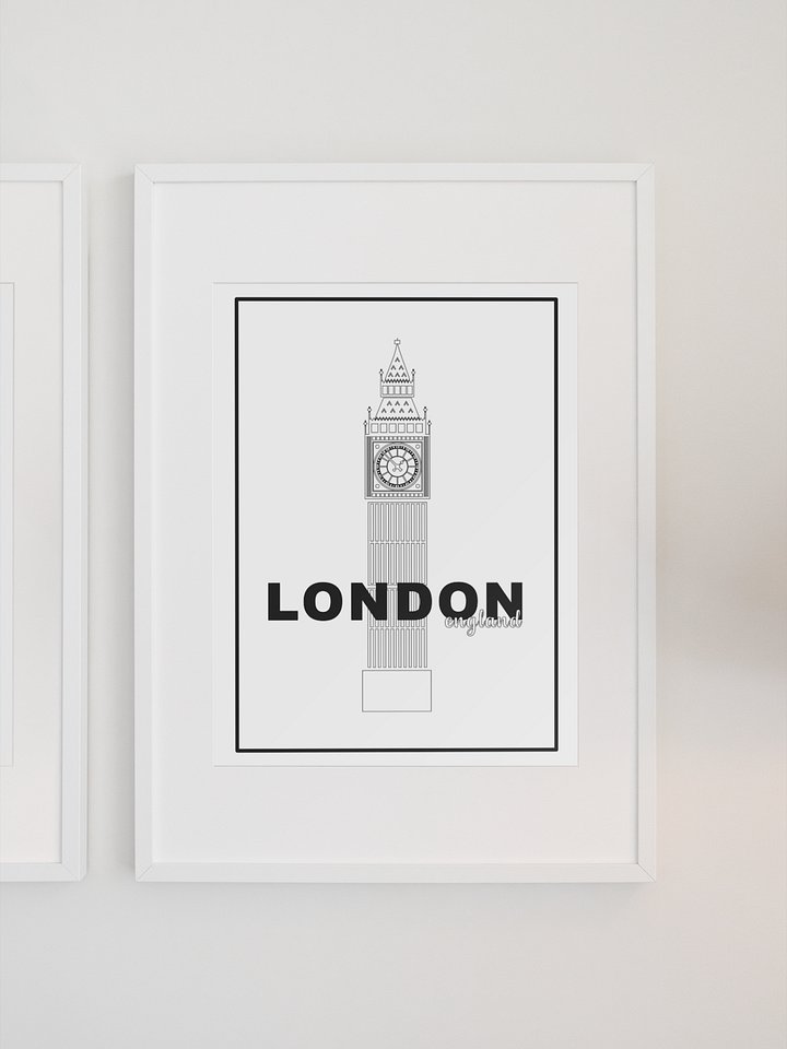 Big Ben Clock Tower Line Art Poster, London England Landmark Illustration, Classic Black and White Urban Decor, Chic Travel-Themed Art product image (1)