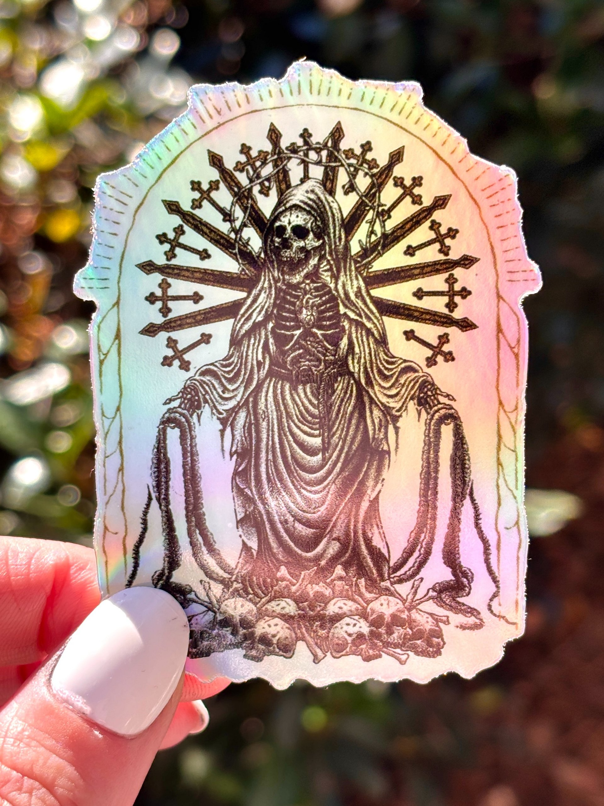 Holographic Santa Muerte Vinyl Sticker product image (1)