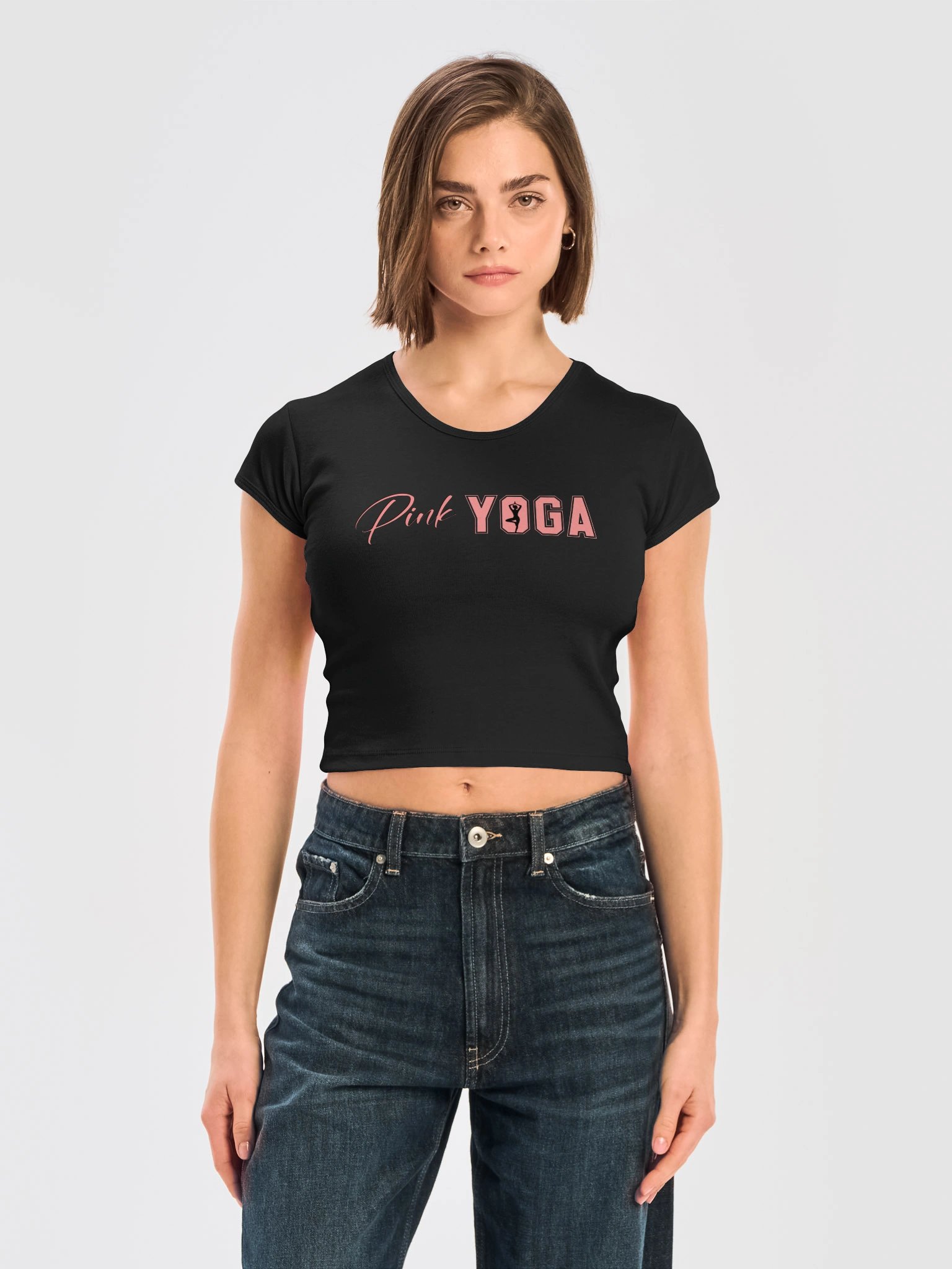 Pink Yoga Script Crop Tee product image (3)