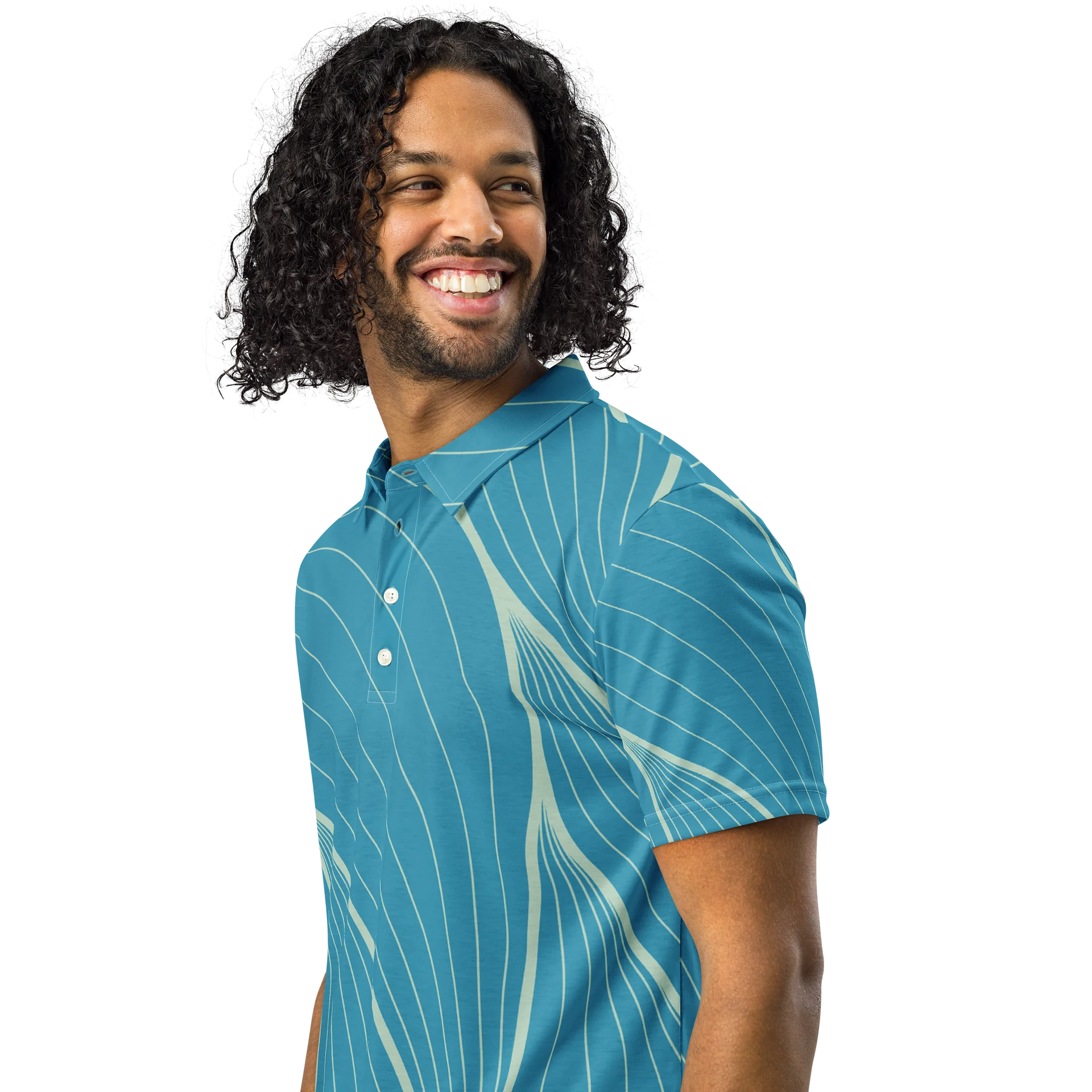 Blue Wave Abstract Slim Fit Polo product image (2)