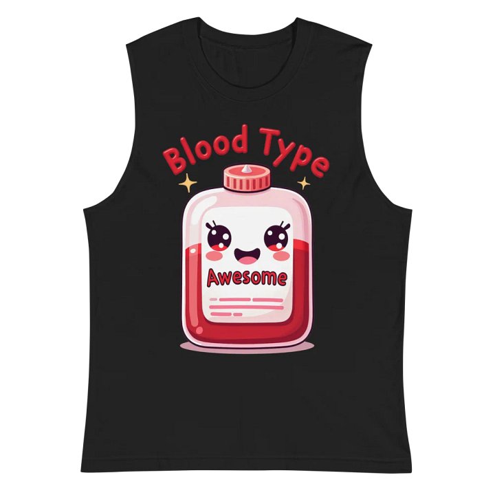 Awesome Blood Type Smiling Cartoon Blood Bag Muscle Tank product image (3)
