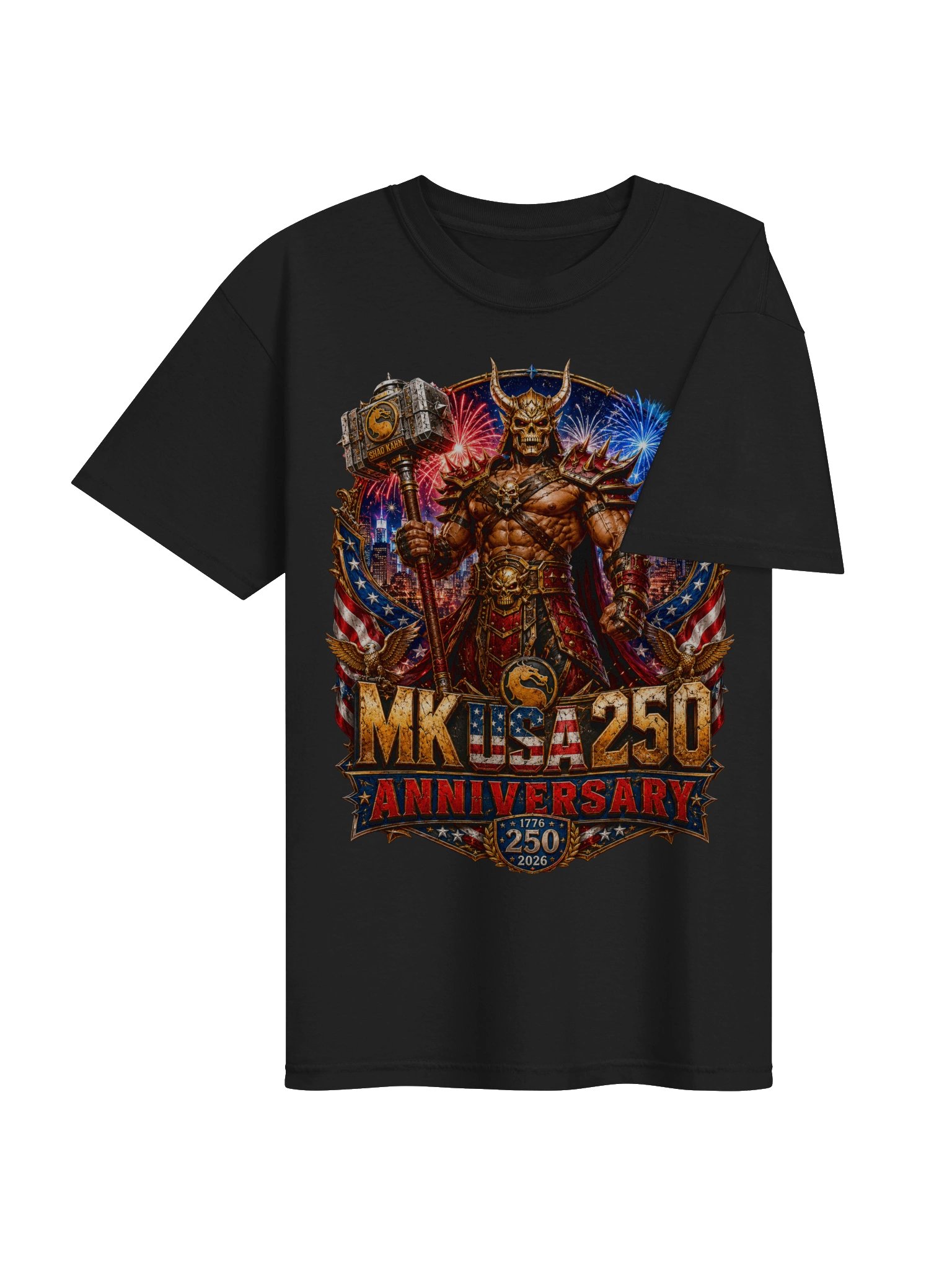 USA 250th Anniversary Warrior King Shirt, Armored Emperor Gaming Tee, America 1776–2026 Patriotic Graphic T-Shirt product image (25)