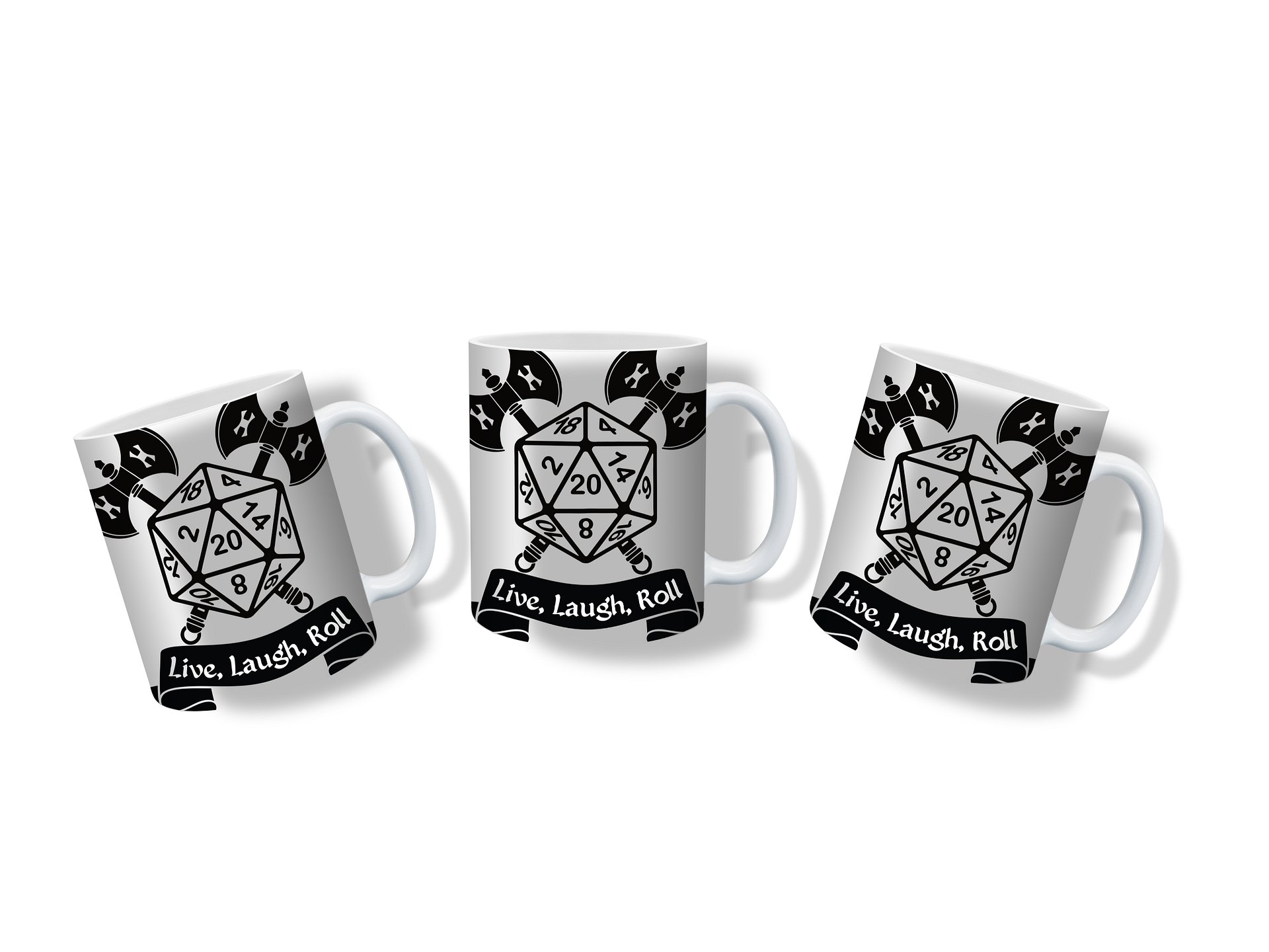 Live, Laugh, Roll 11oz Coffee Mug – D20 Dice Gaming Ceramic Cup – Perfect for Tabletop RPG Players and Dungeon Masters product image (4)