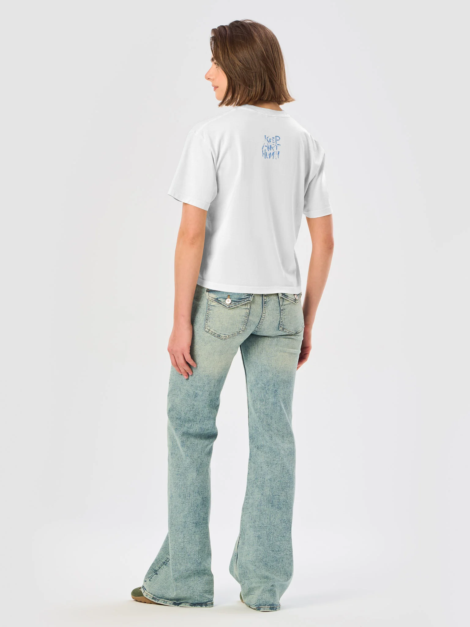 Keep Art Human – Hand Drawn White Boxy T-Shirt product image (8)