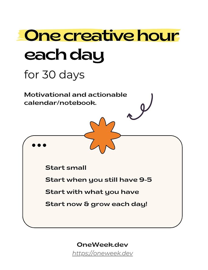 One Creative Hour for 30 Days: Printable Journal Template product image (1)