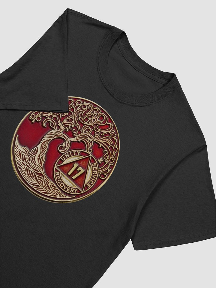Twisted Tree of Life 17th Year Sobriety Red Medallion | Recovery T-Shirt Inspiring Sobriety product image (2)