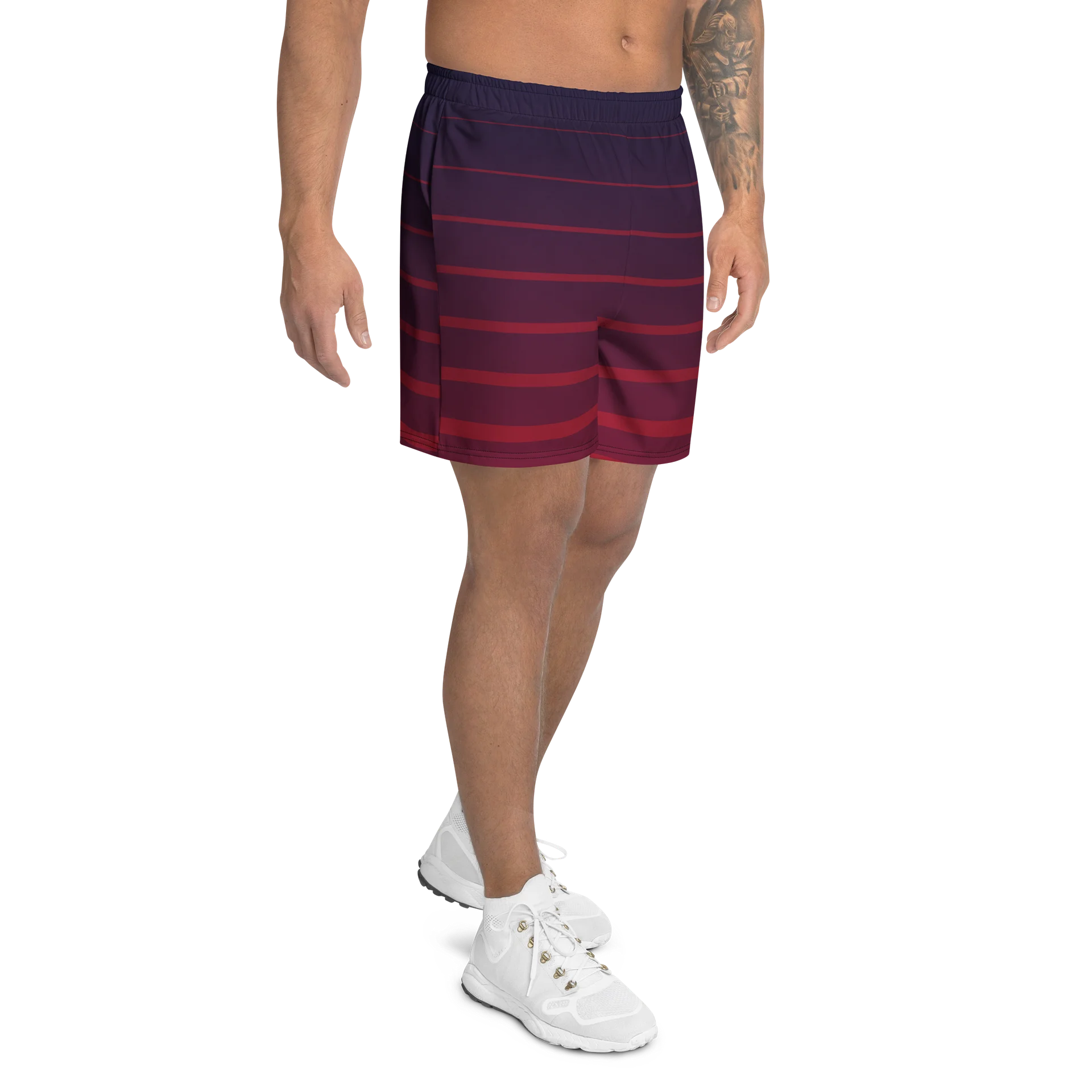 Purple Red Abstract Athletic Long Shorts product image (2)