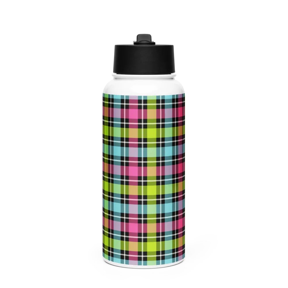 Neon Checkered Plaid Water Bottle product image (4)