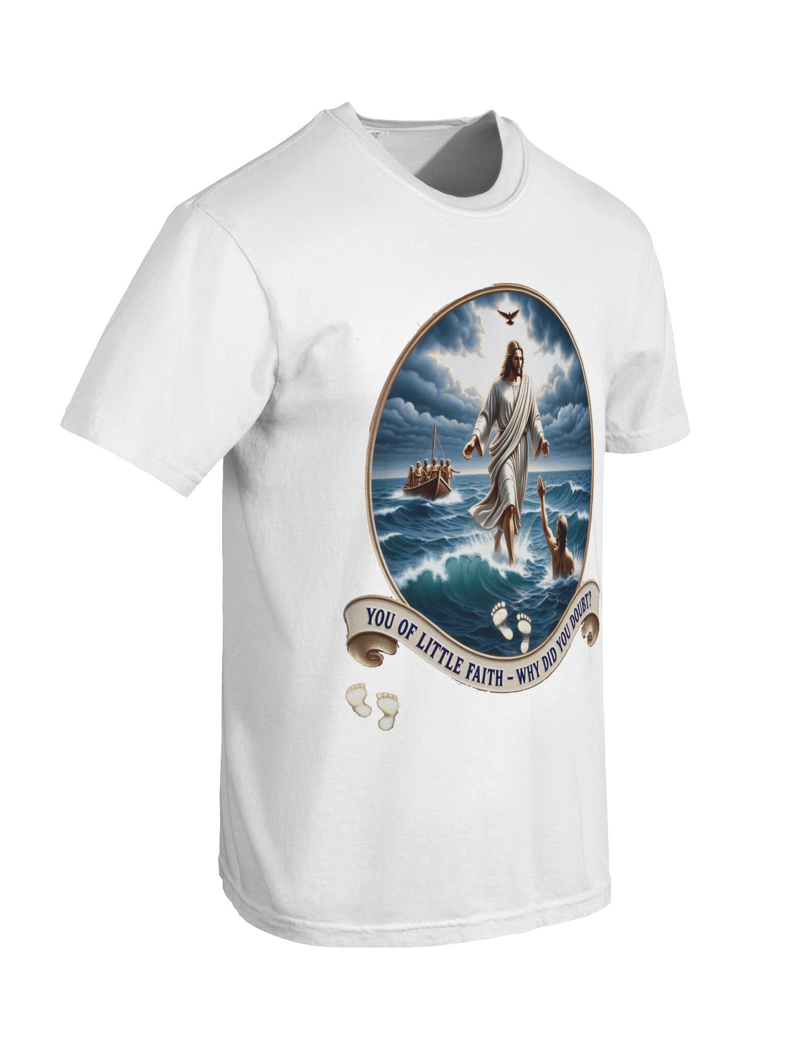 Walking On Water Faith Graphic Tee - Intricate Christian Miracle Illustration - Premium Ornate Religious Gift product image (8)
