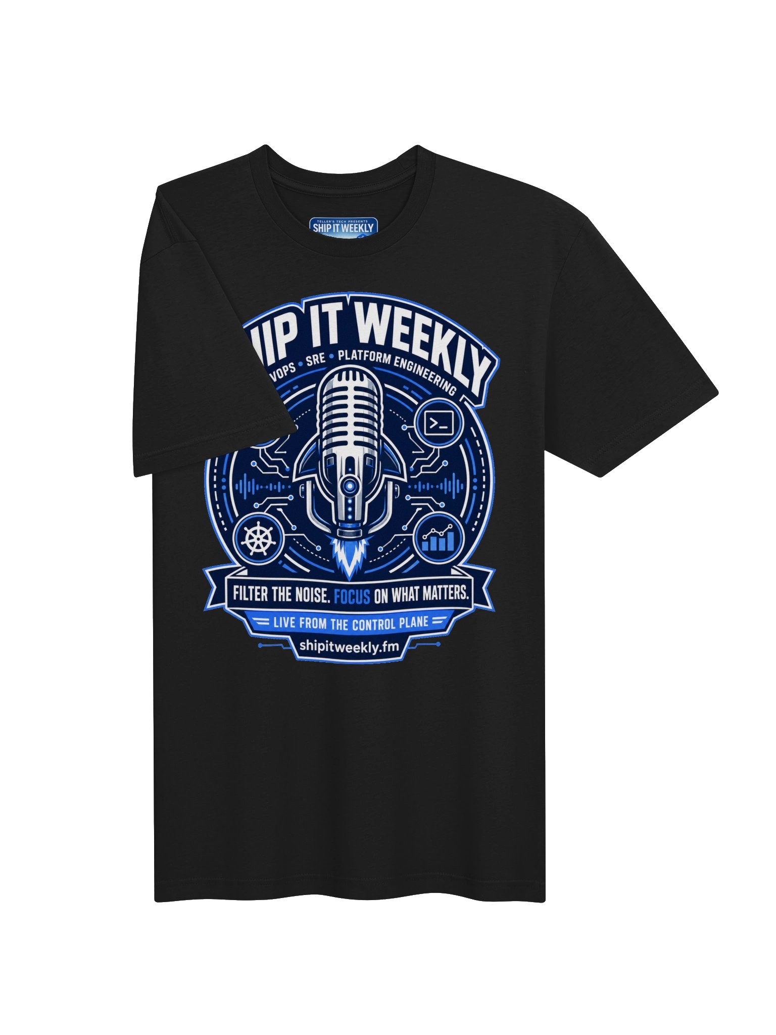 Rocket Mic Control Plane | Ship It Weekly DevOps Tee product image (14)