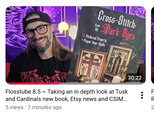 Dropping a bonus video going over @tuskandcardinal new book Cross Stitch from the Dark Ages, available Sept 15th. 

Quickly g...