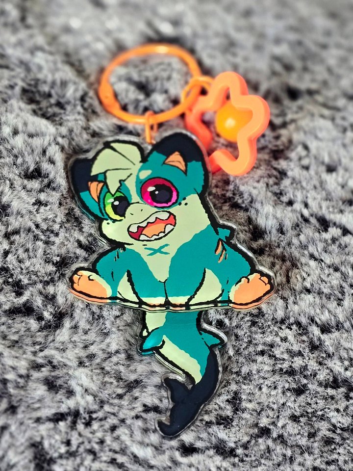 Cork Acrylic Keychain with Wagging Tail product image (2)