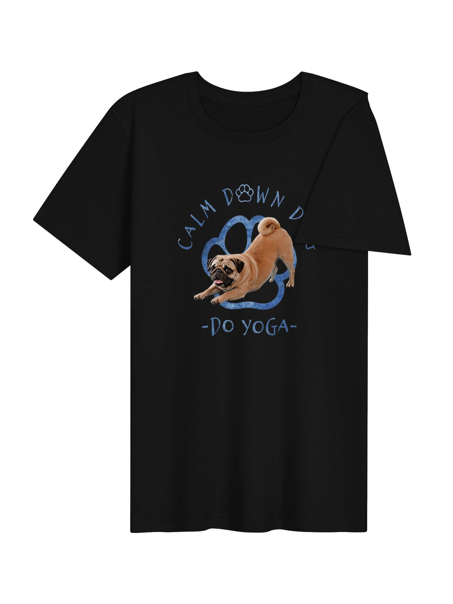 Calm Down Dog Yoga Pug Tee product image (44)