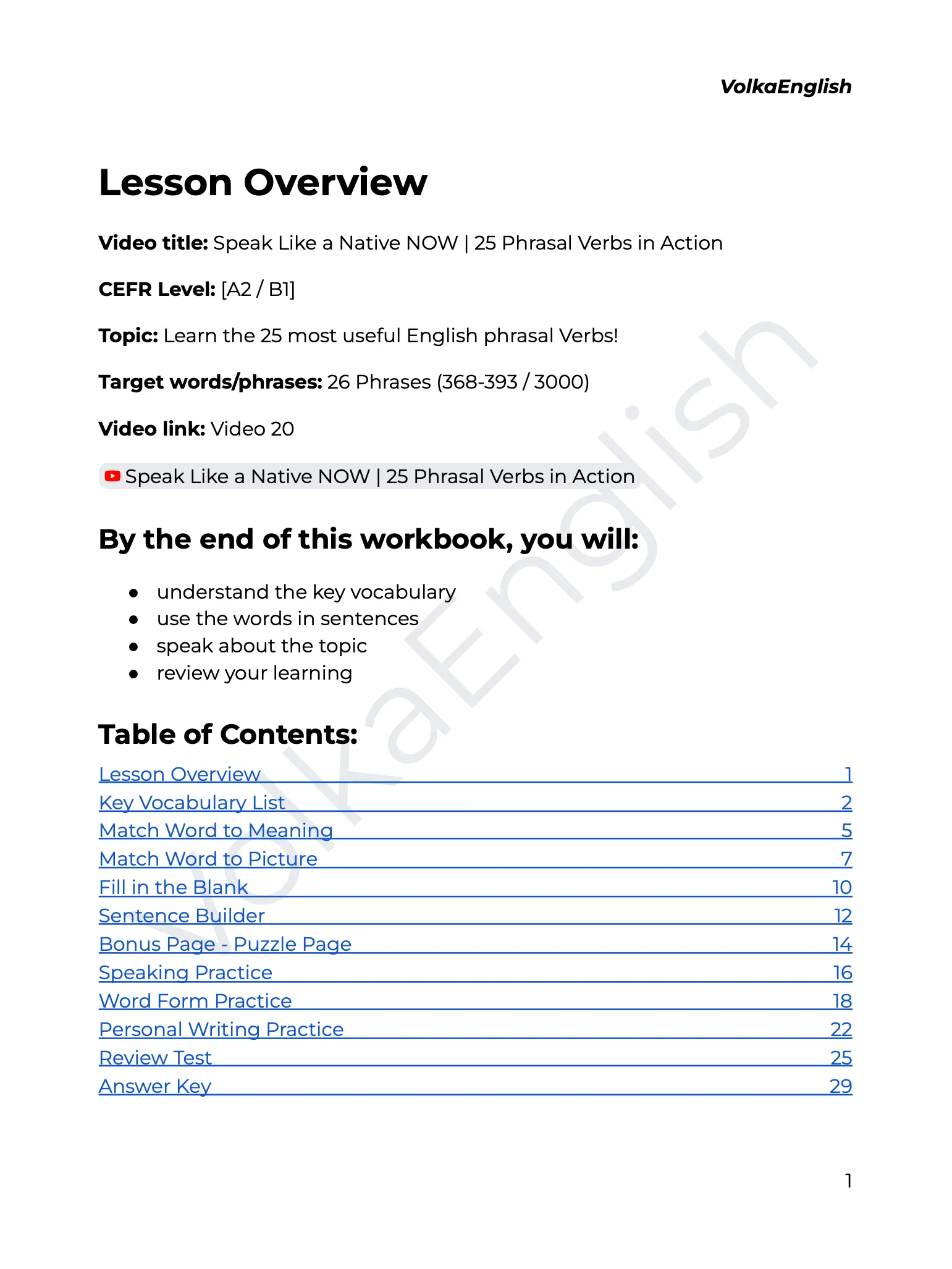 Speak Like a Native NOW | 25 Phrasal Verbs in Action - Video 20 Study Pack product image (2)
