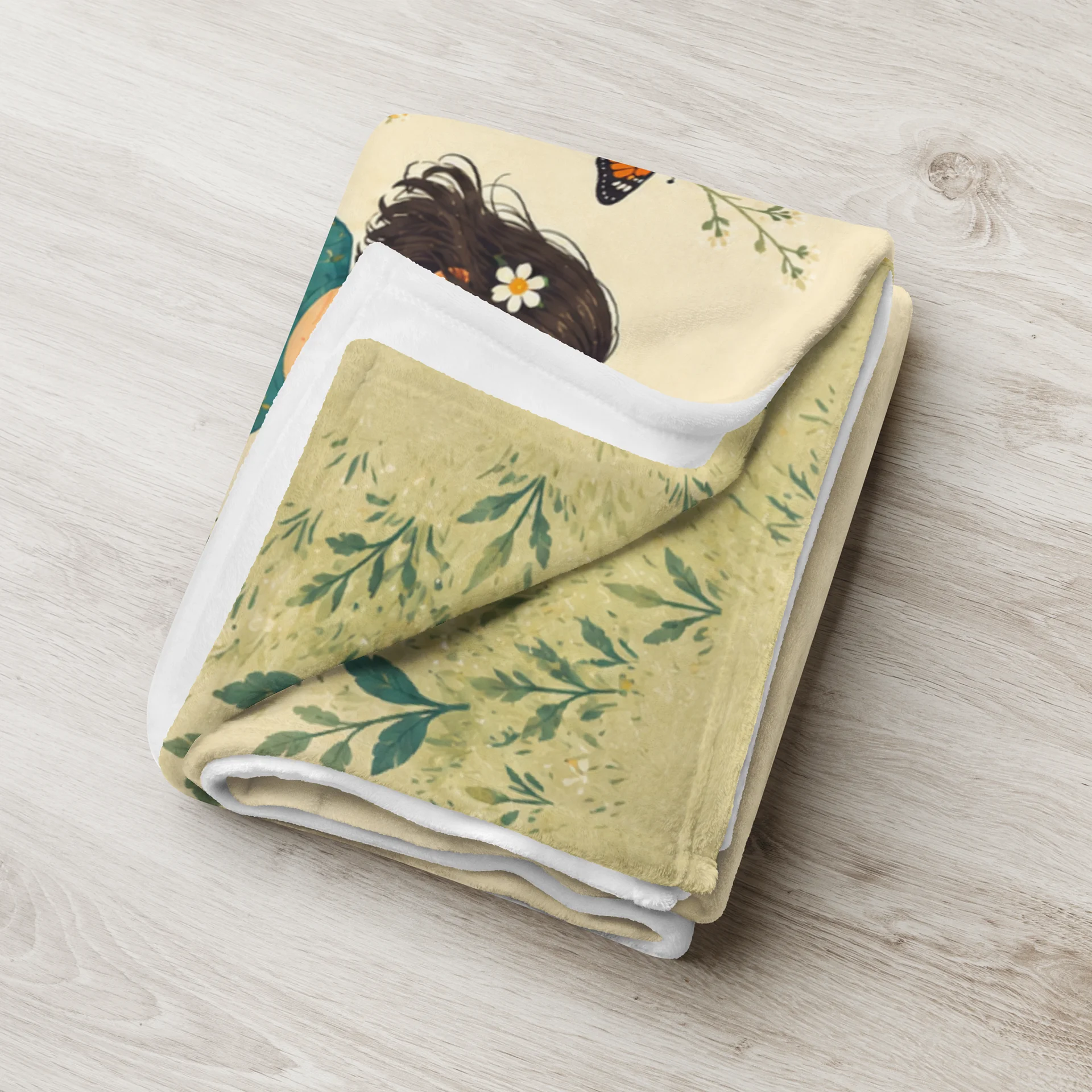 Garden Girl & Butterflies Fleece Blanket product image (4)
