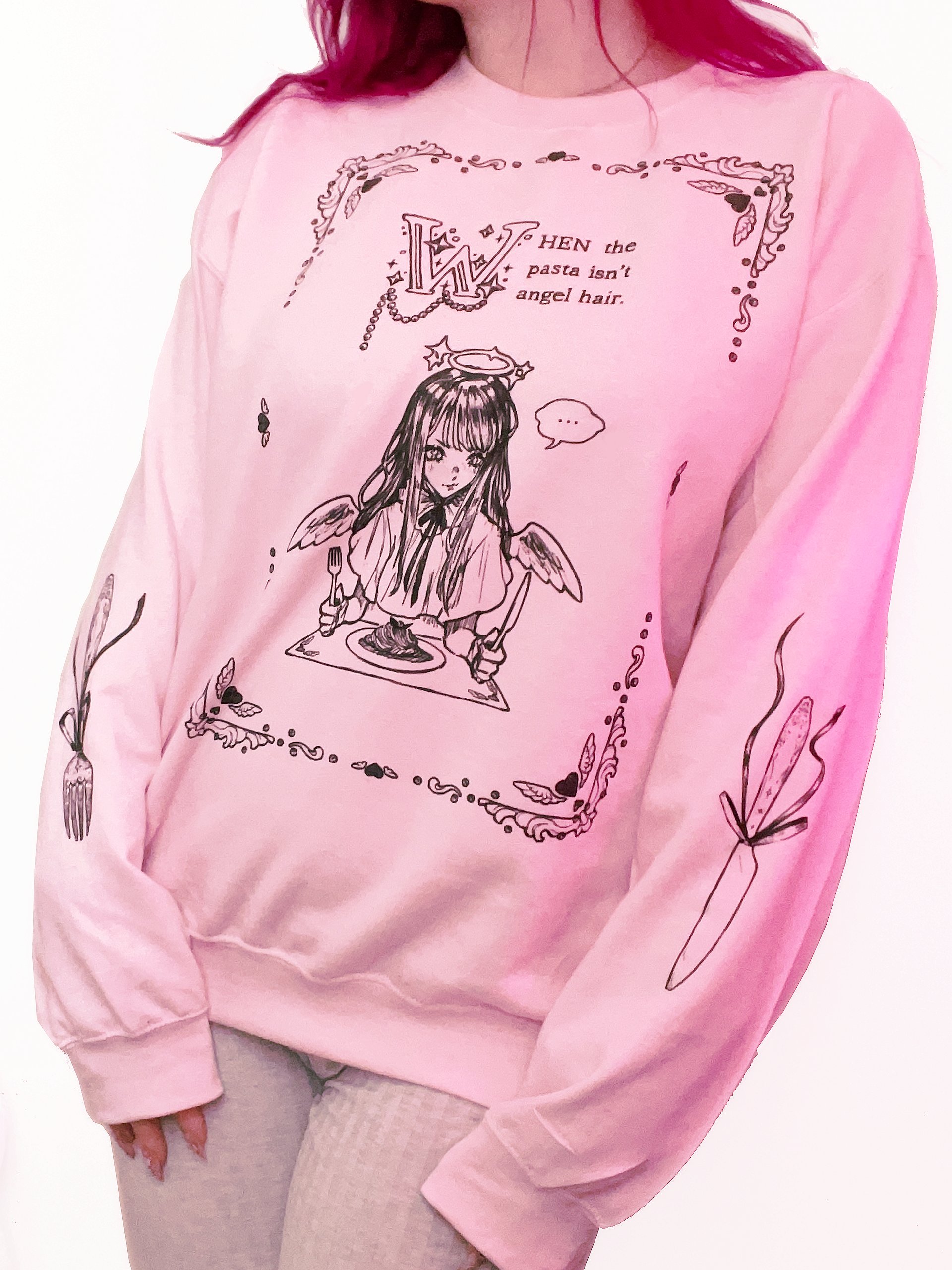 angel hair pasta // light crewneck product image (1)